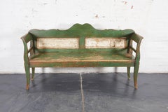 Scandinavian Green and White Painted Bench