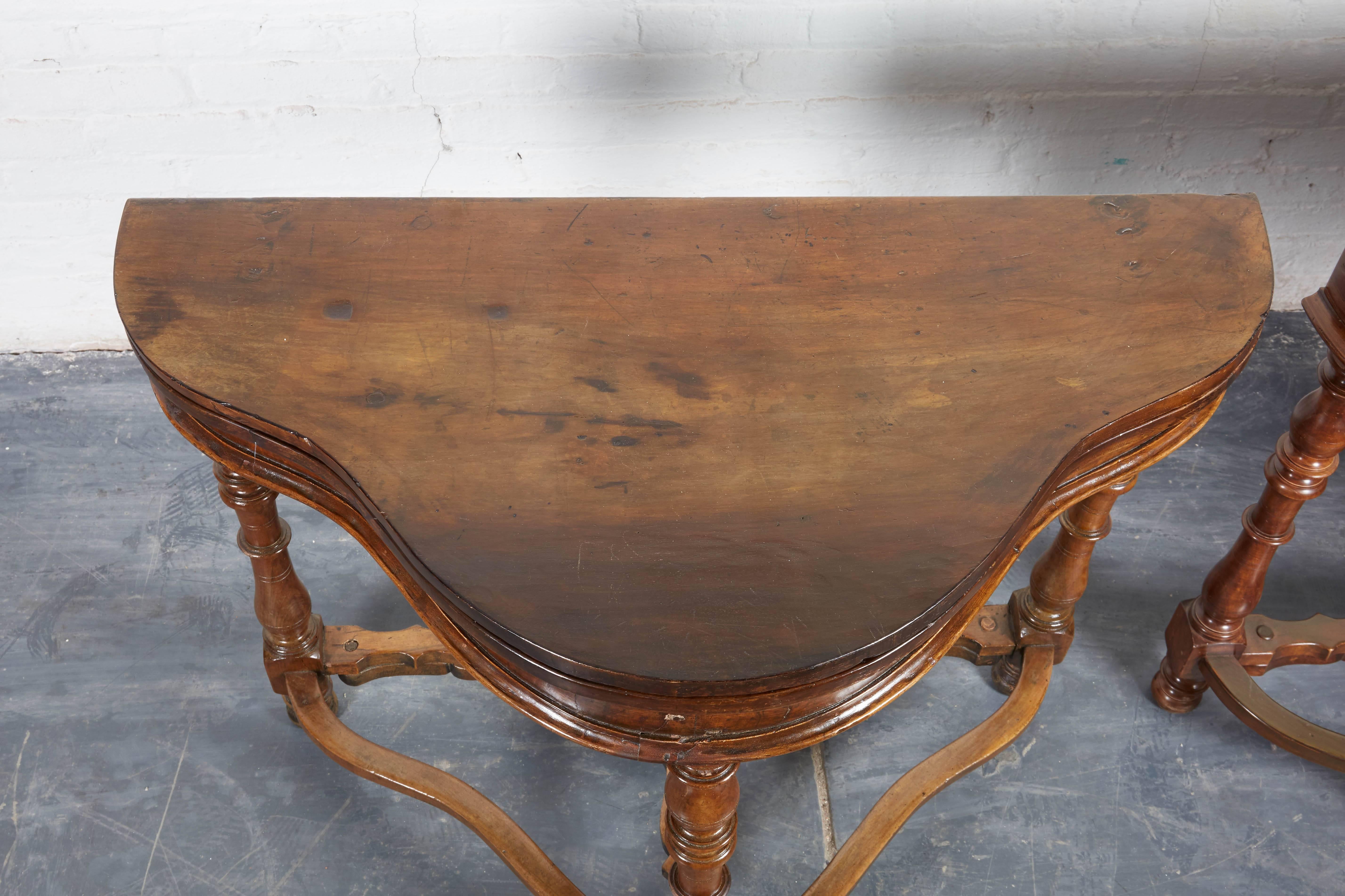 Pair of Flemish Walnut Gate-Leg Console Tables 2