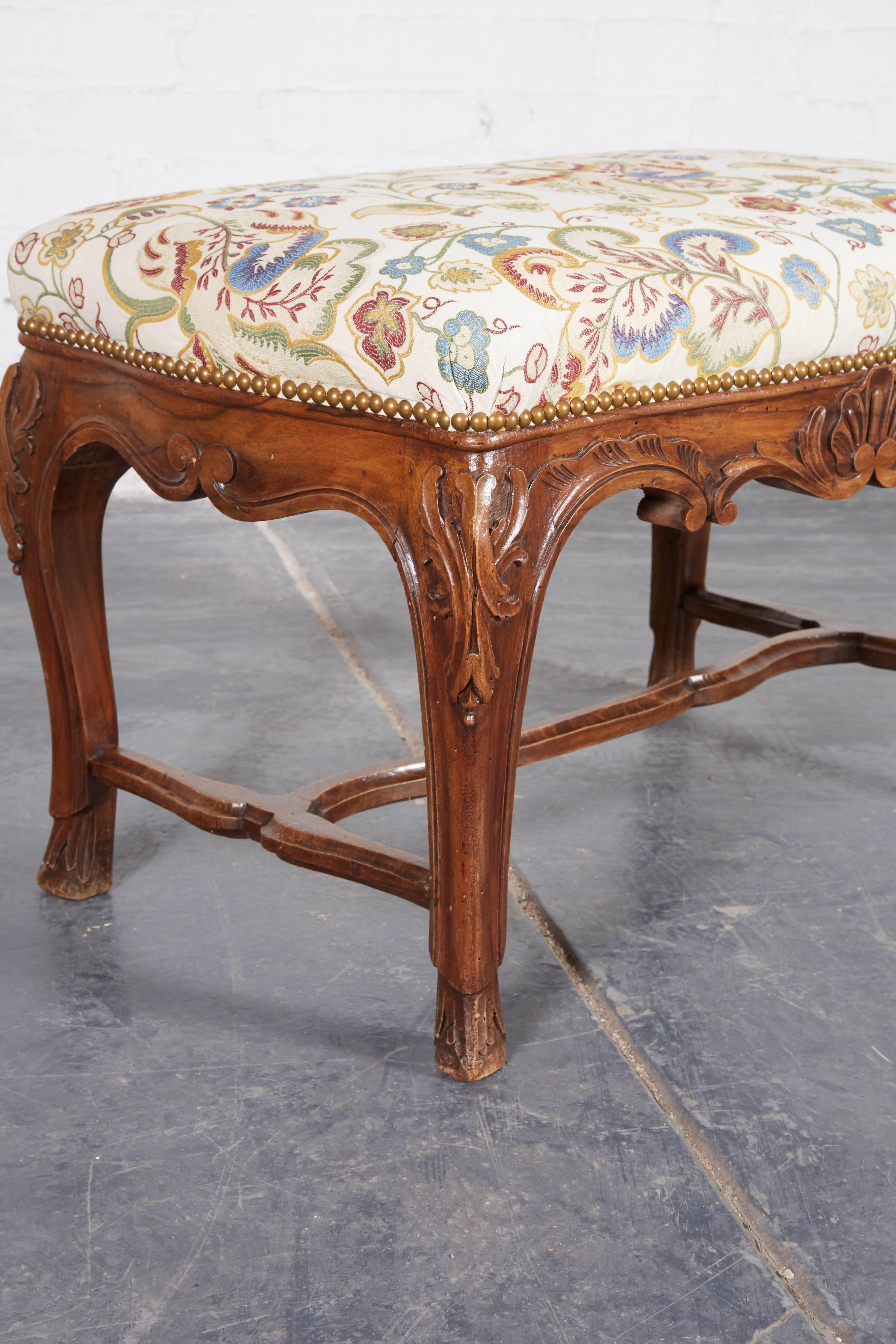 Pair of 19th Century Louis XV Style Walnut Benches 1