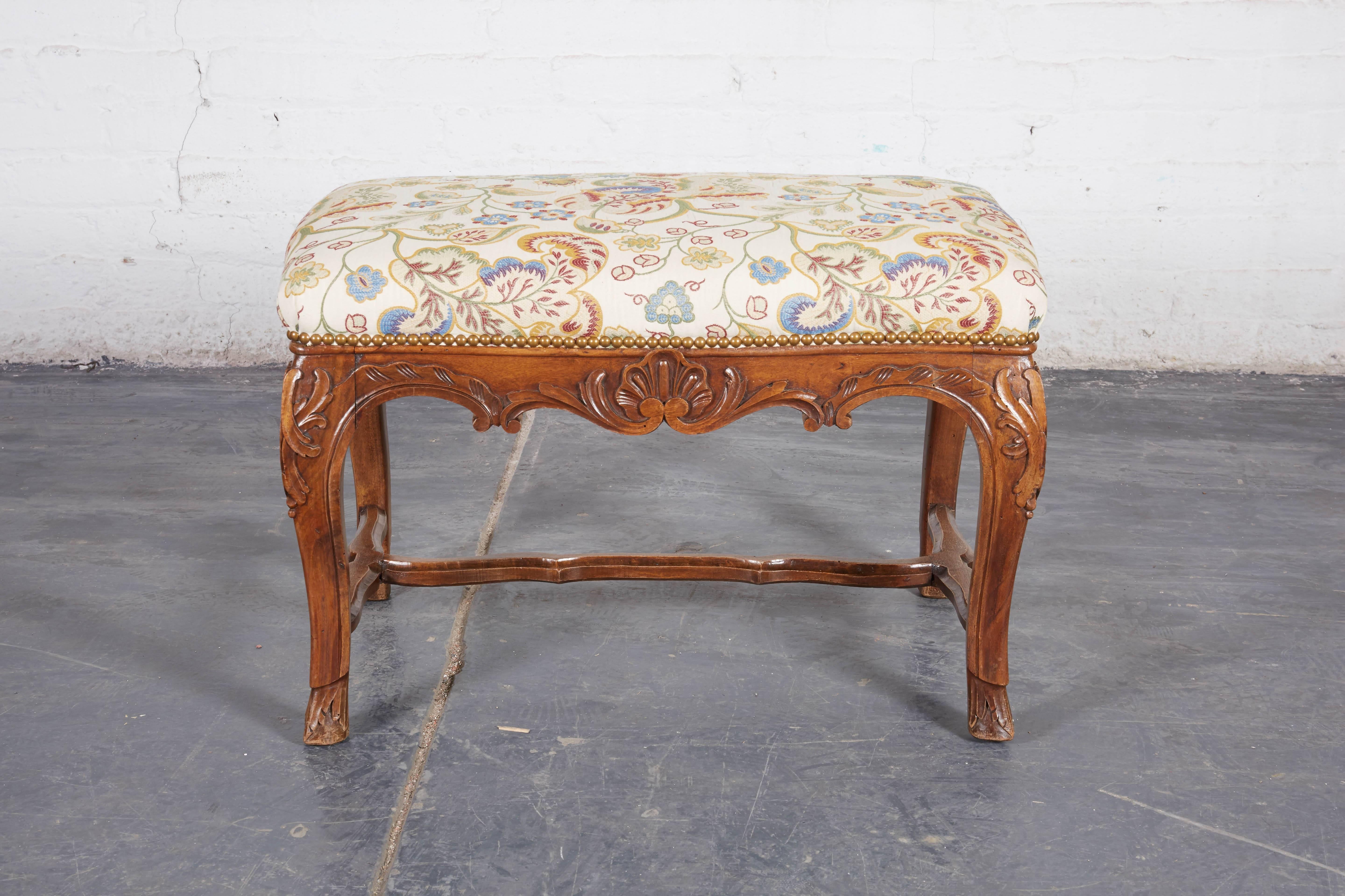 Pair of 19th Century Louis XV Style Walnut Benches 3