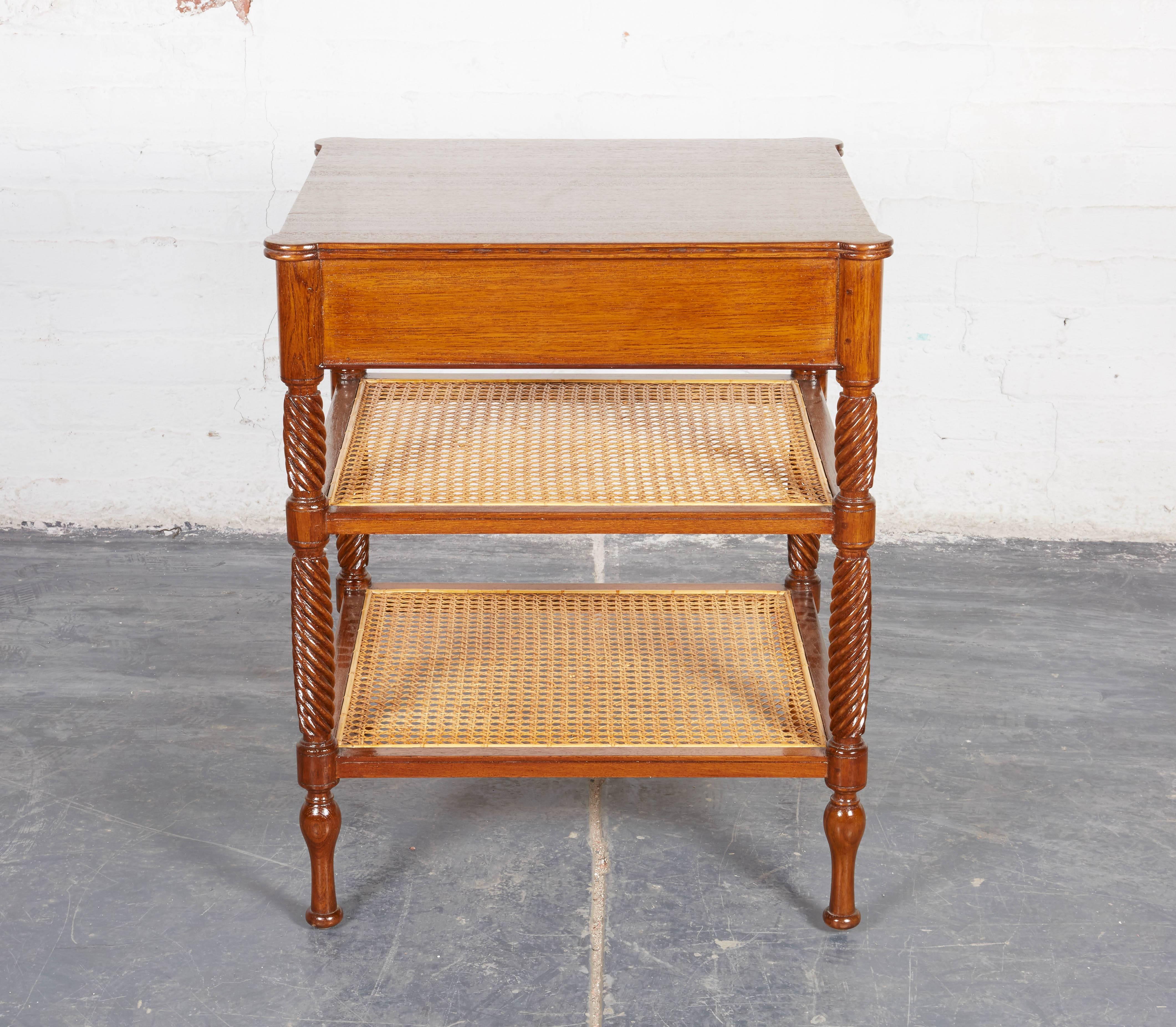 Pair of Teak and Caned Etagere Side Tables 3