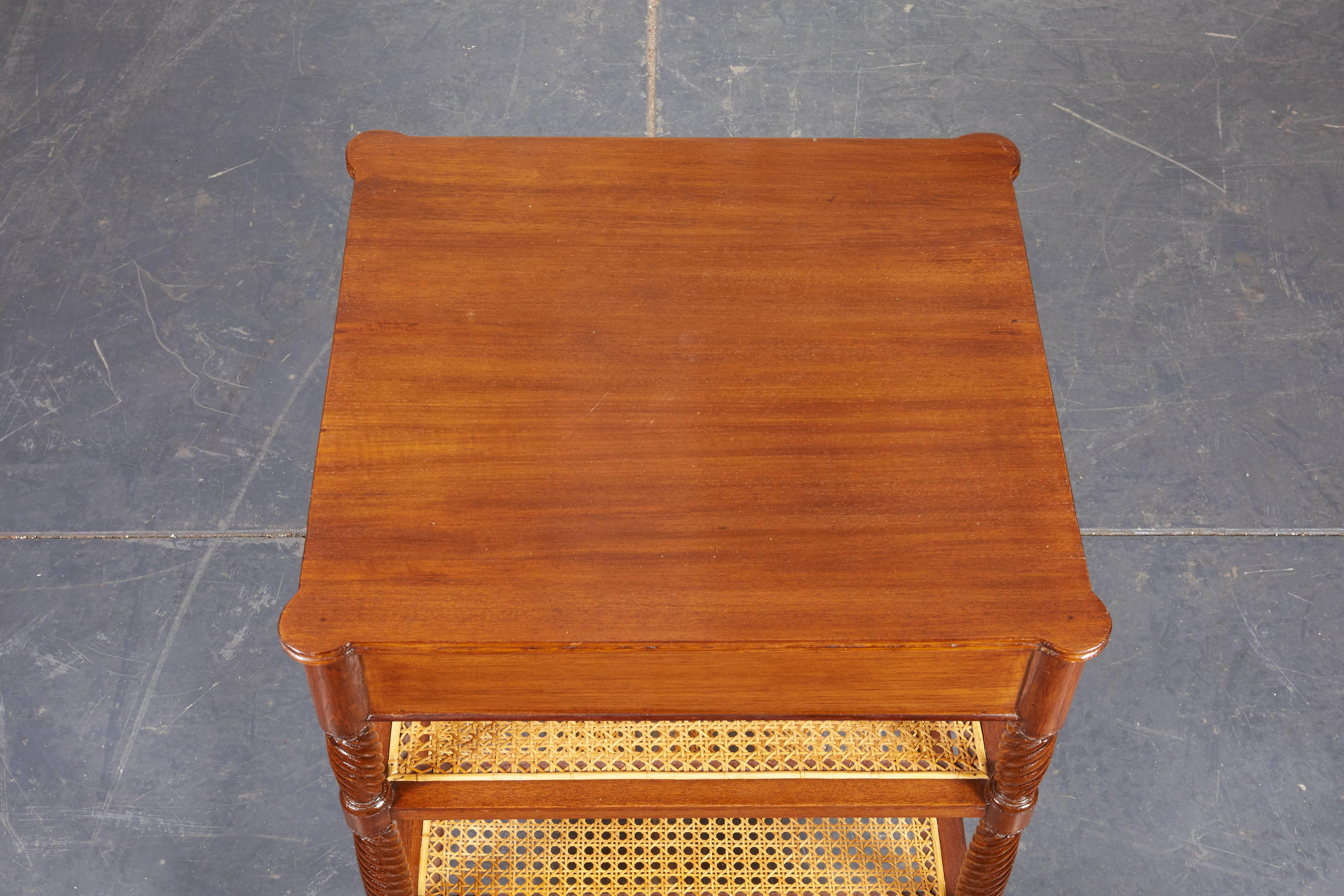 Pair of Teak and Caned Etagere Side Tables 4