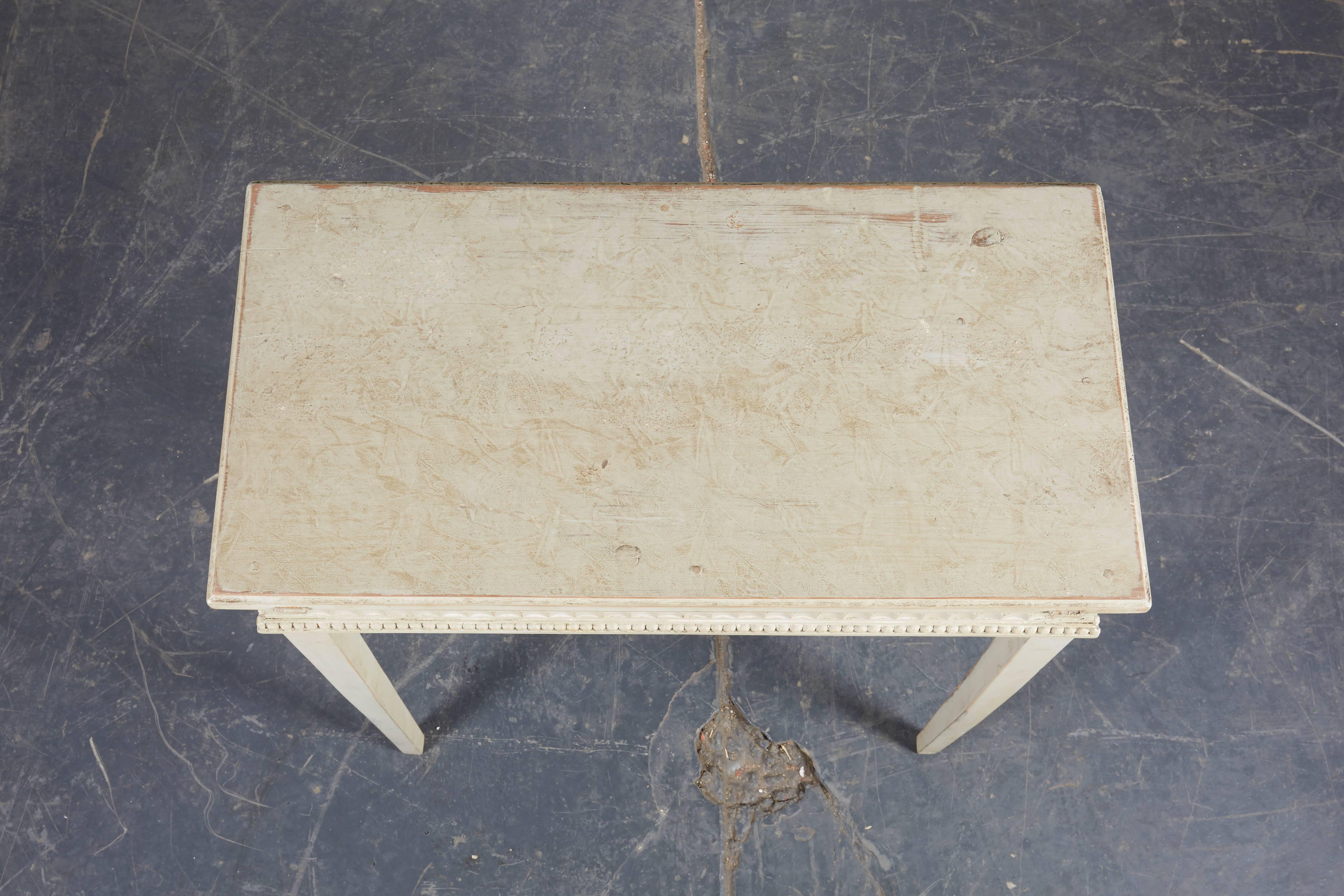 Wood Swedish Gustavian White-Painted Side Table