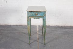 Pair of Small Blue-Painted and Faux Stone Side Tables