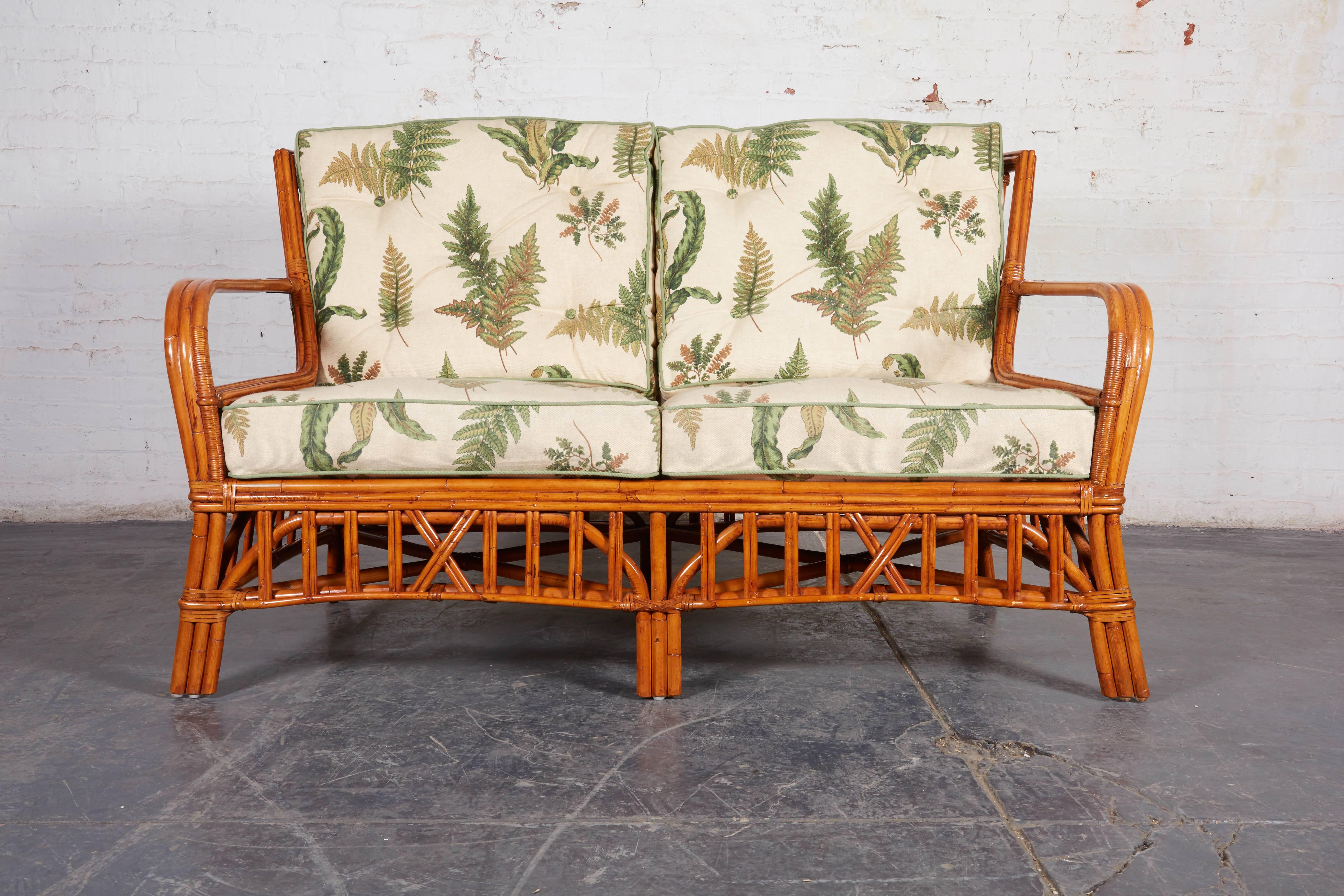 Walters Wicker Viscaya Rattan Settee In Excellent Condition In New York, NY