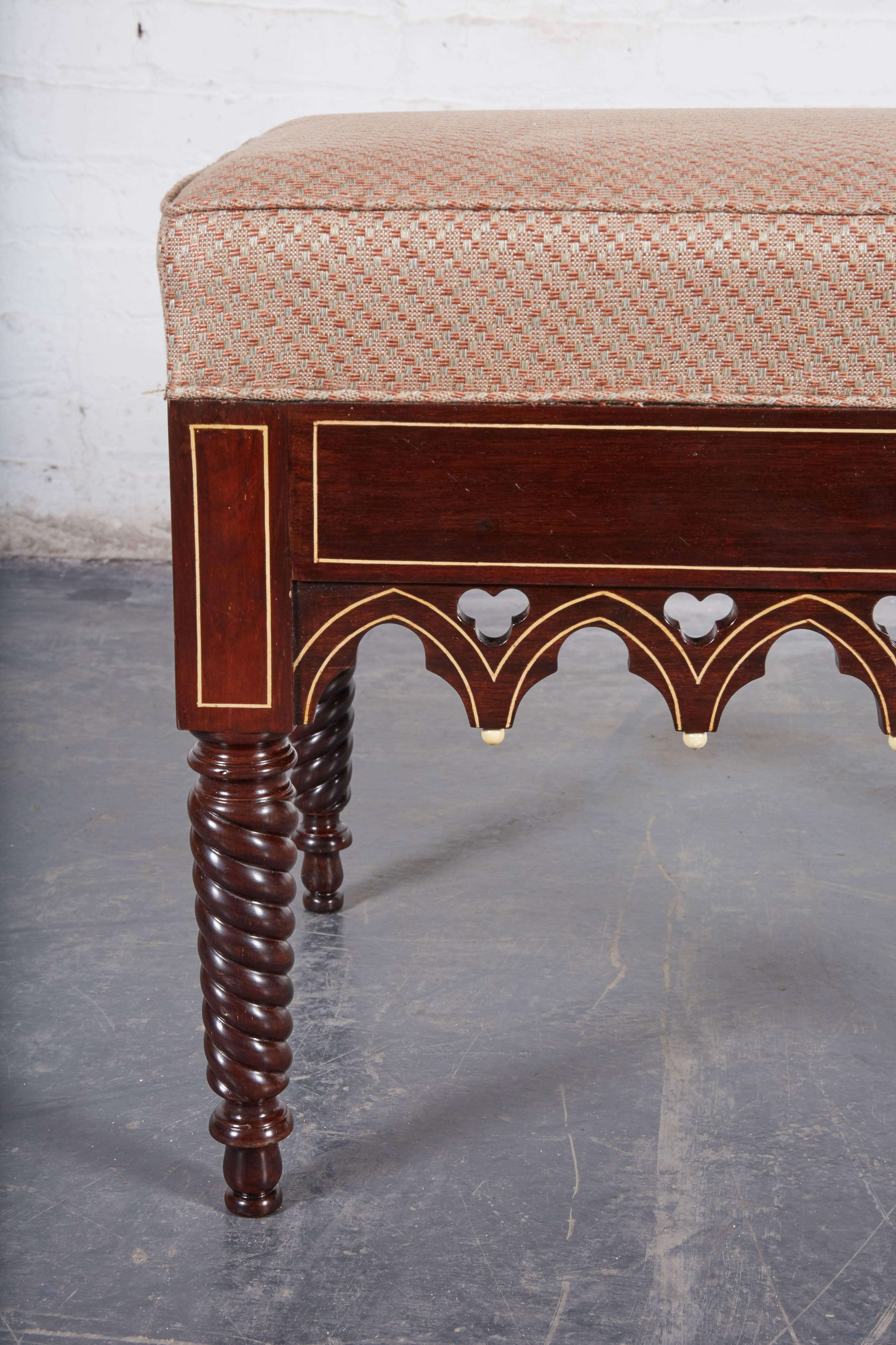 French Pair of Charles X Gothic Revival Rosewood Benches