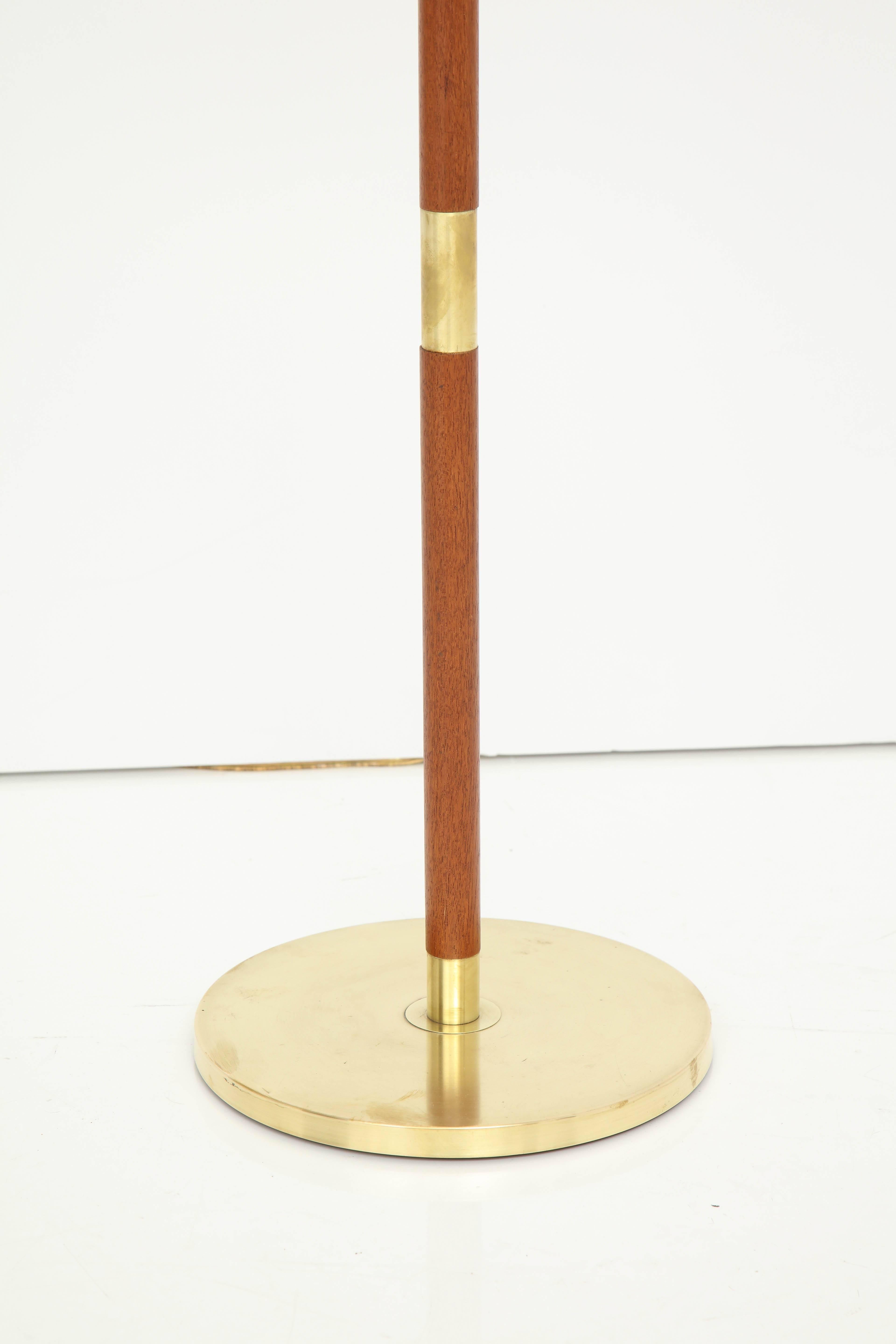 Scandinavian Modern Danish Brass and Teak Floor Lamp by Fog & Mørup, circa 1950s