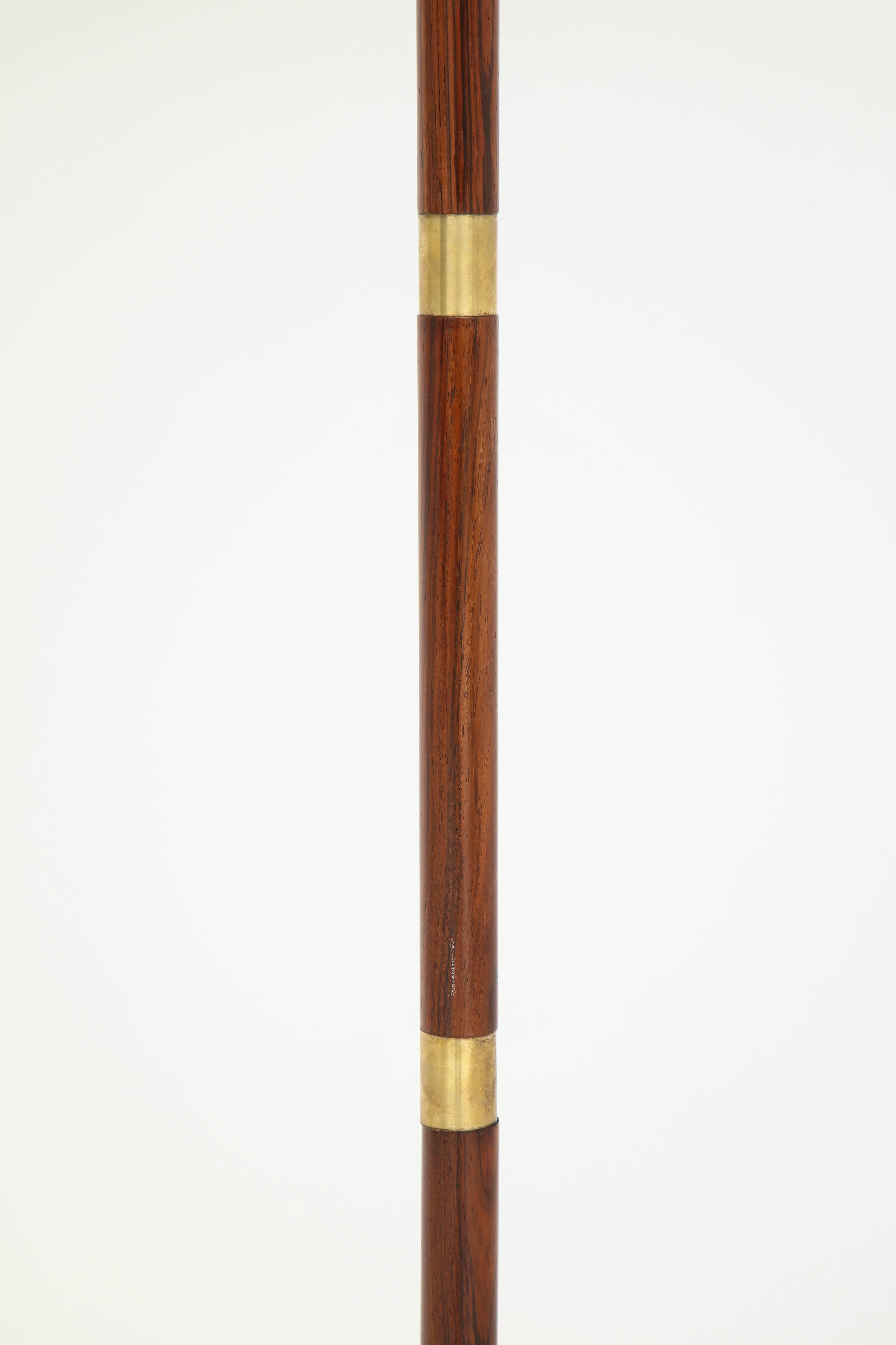 Danish Brass and Rosewood Floor Lamp by Fog & Mørup, circa 1950s In Good Condition In New York, NY