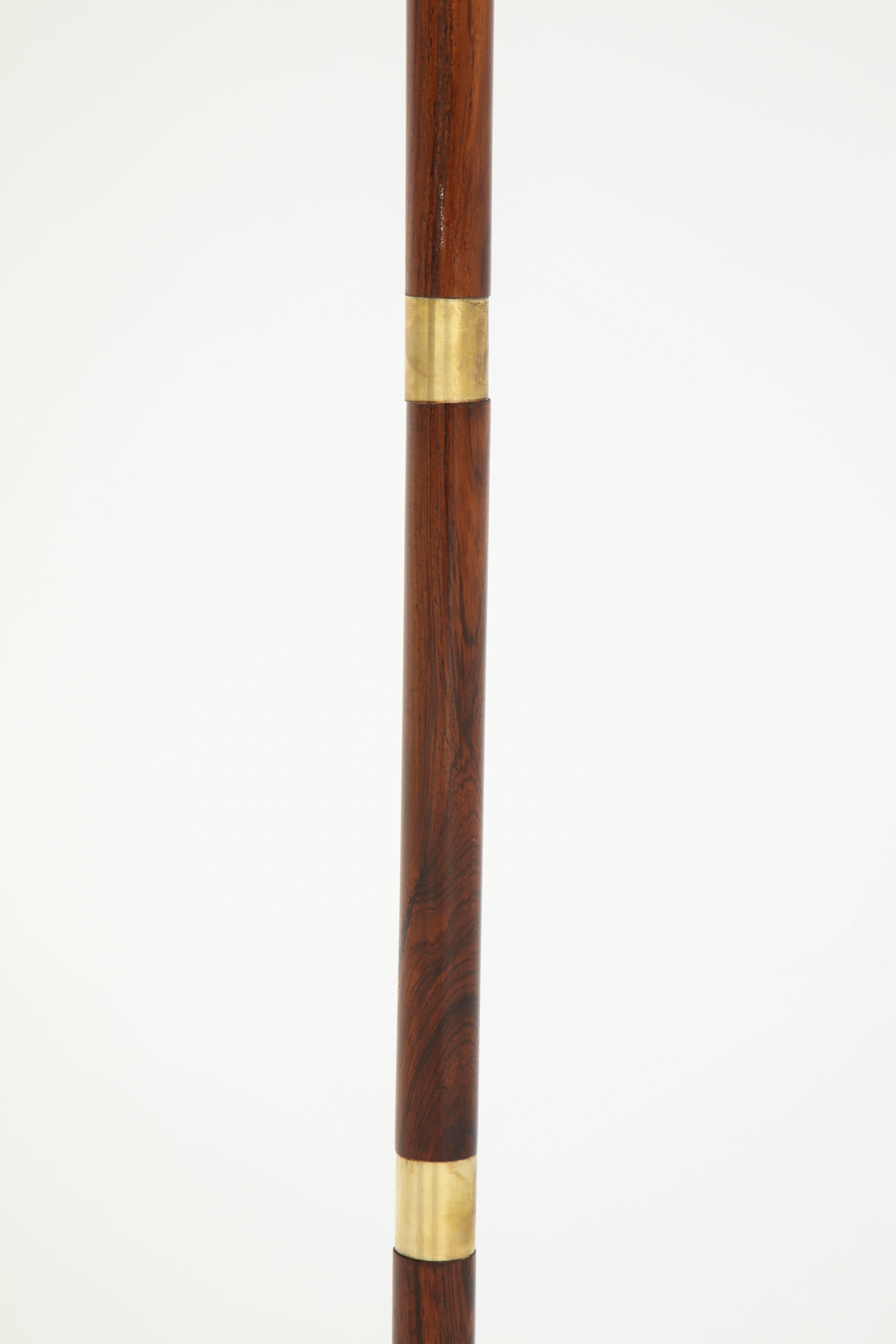 Mid-20th Century Danish Brass and Rosewood Floor Lamp by Fog & Mørup, circa 1950s