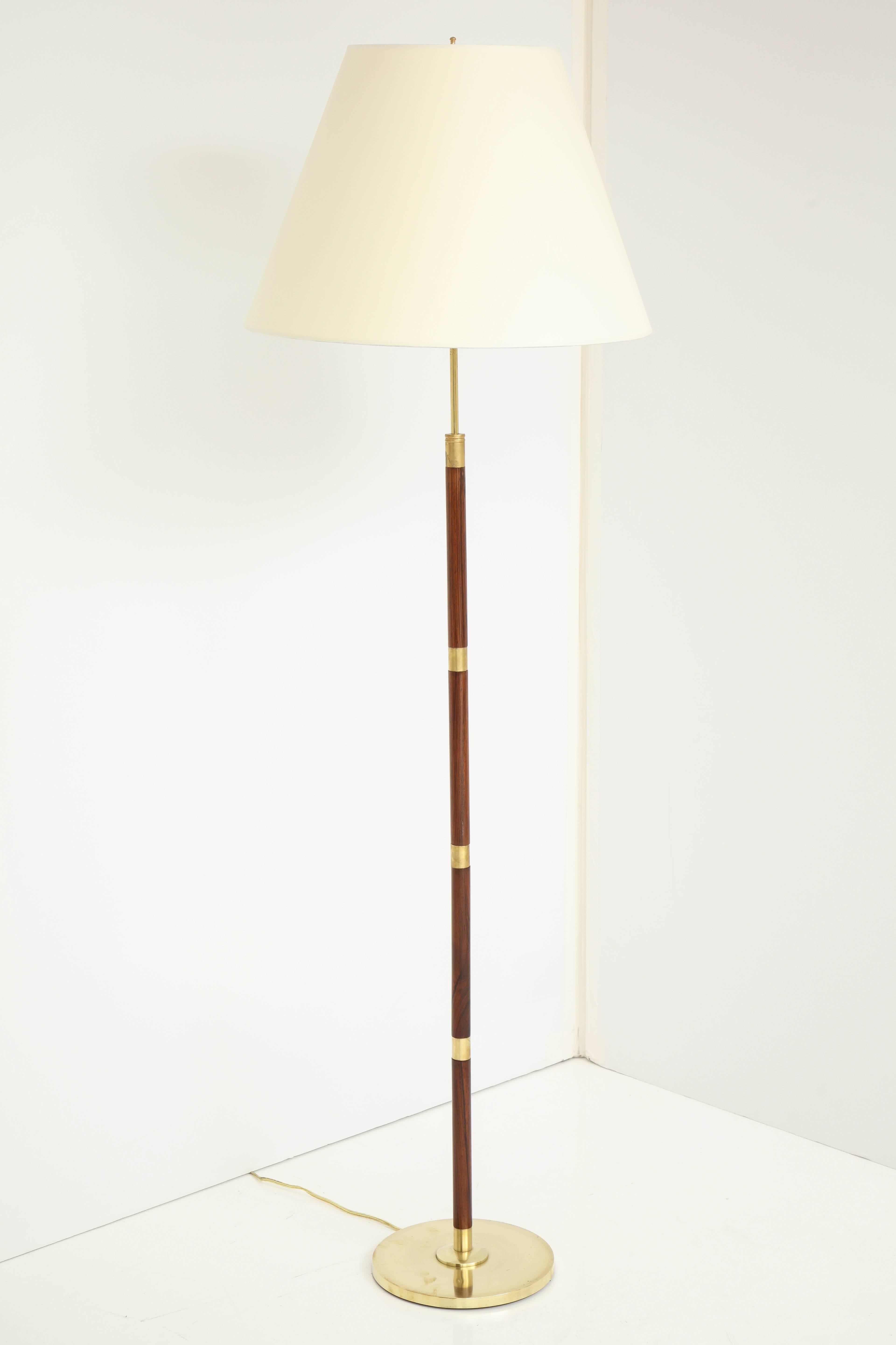 Danish Brass and Rosewood Floor Lamp by Fog & Mørup, circa 1950s 1