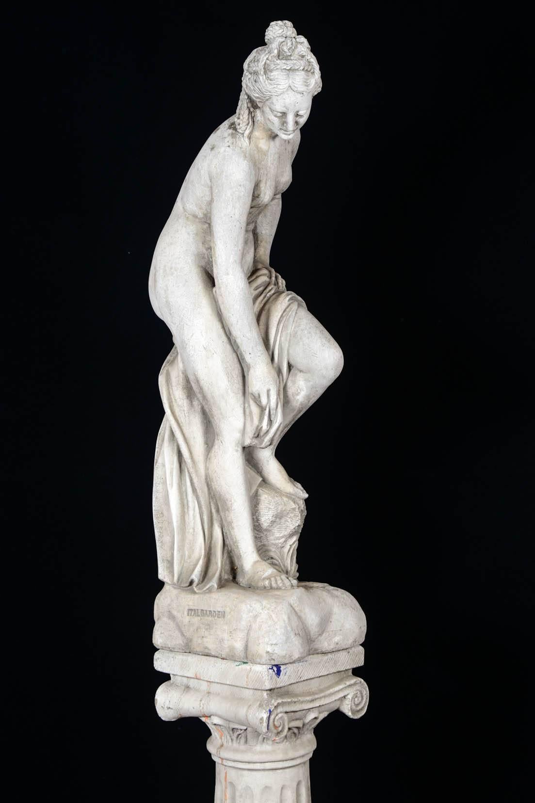 Late 20th Century Sculpture in Concrete of a Bather Exiting Her Bath, 20th Century For Sale
