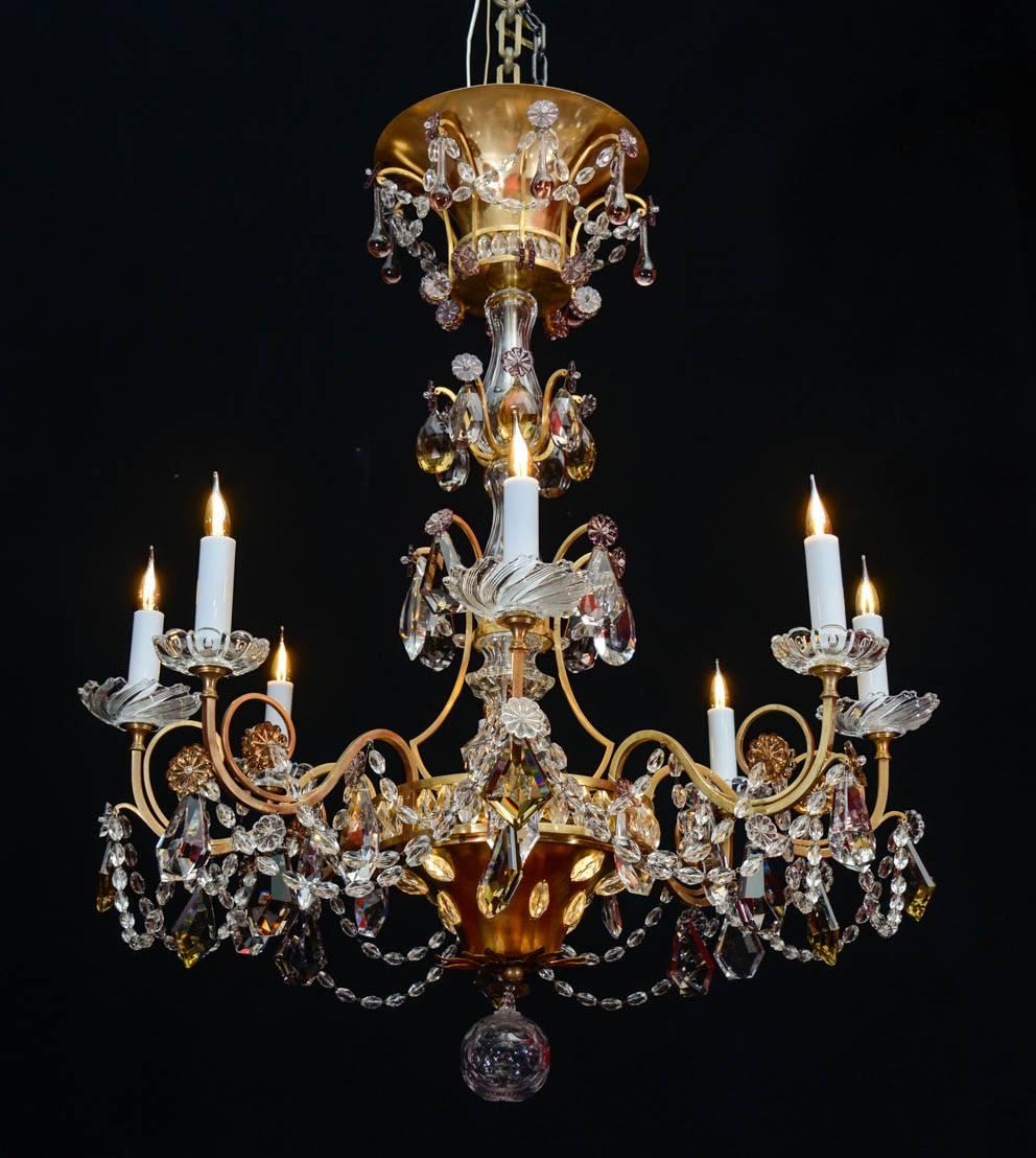 French Chandelier, 1940, 12 Lights, Crystal, Highly Decorative