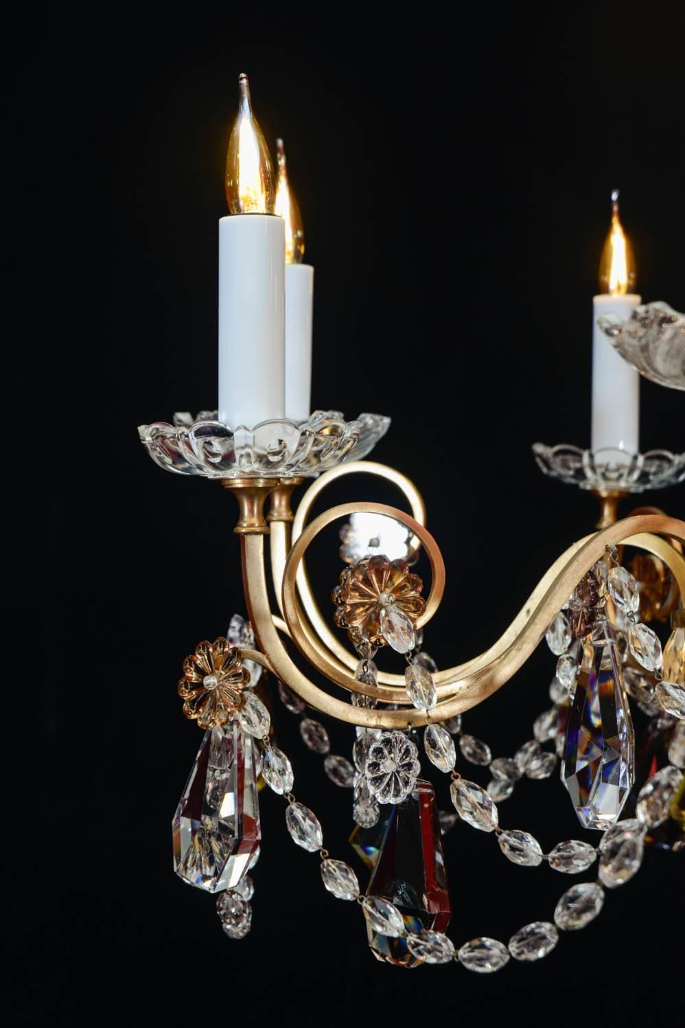 Chandelier, 1940, 12 Lights, Crystal, Highly Decorative In Excellent Condition In Saint-Ouen, FR