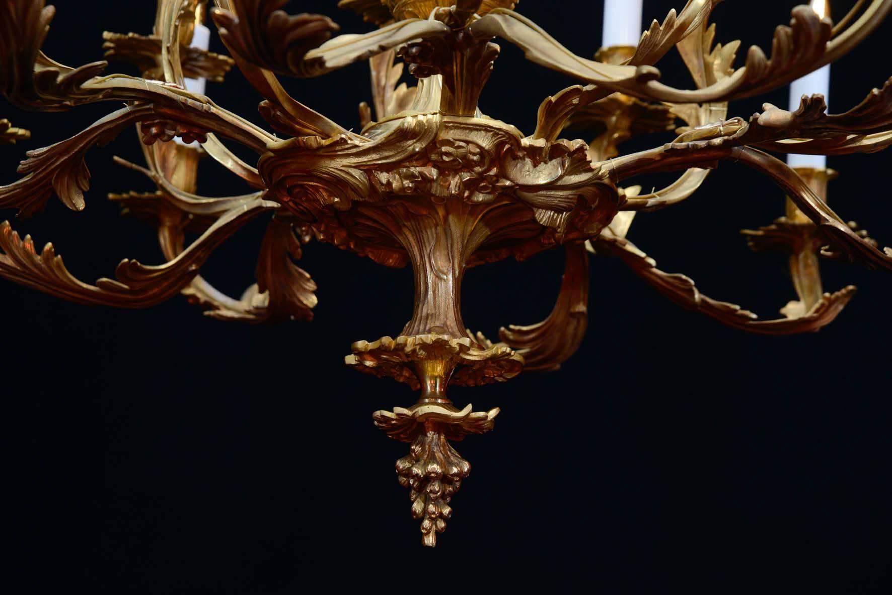 Late 19th Century Chandelier, Period Napoleon III, 19th Century, Gold Gilt Bronze