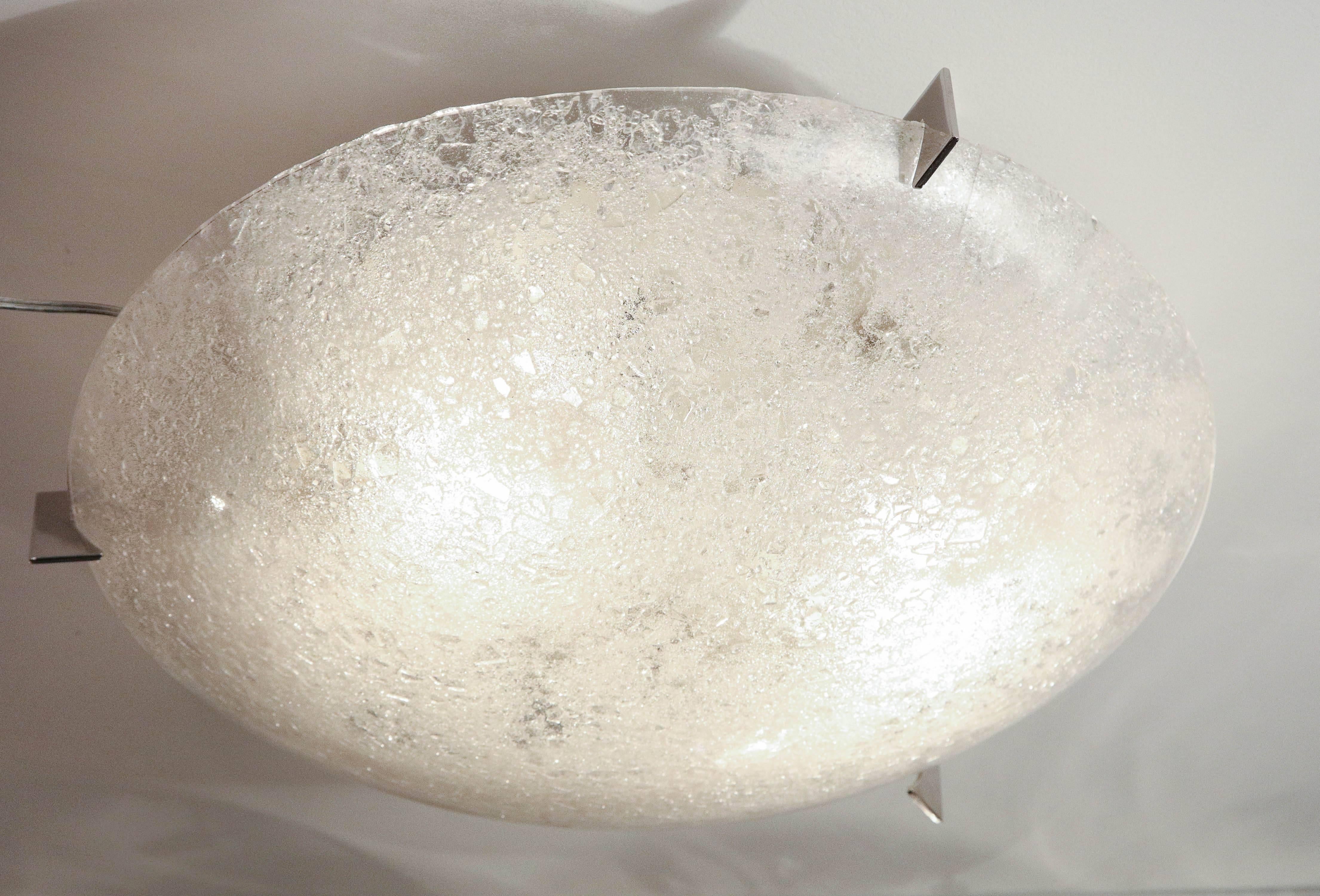 Contemporary Custom Glass Crucible Flush Mount Light For Sale