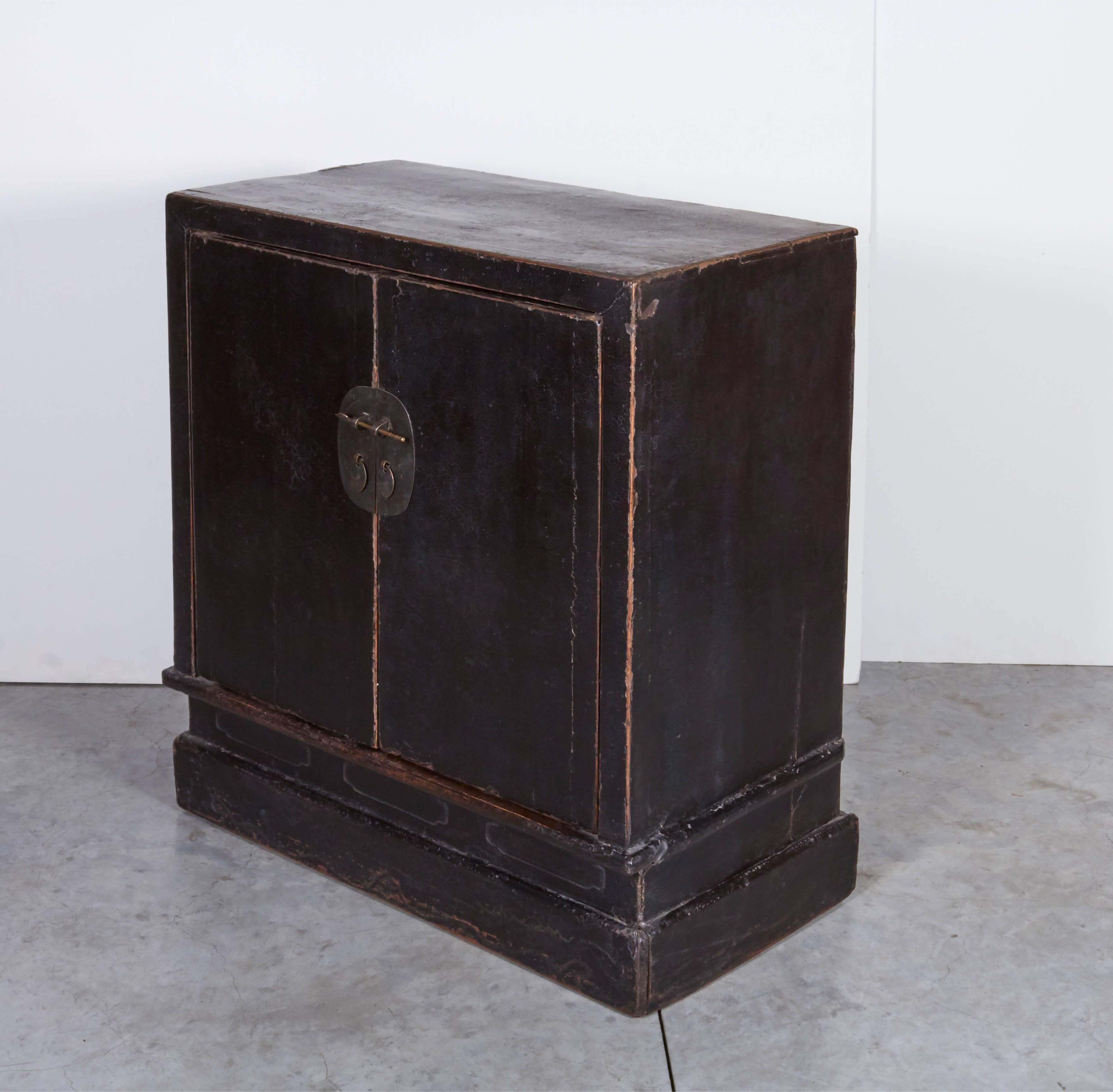 19th Century Antique Chinese Book Cabinet, Clean Lines, Original Lacquer