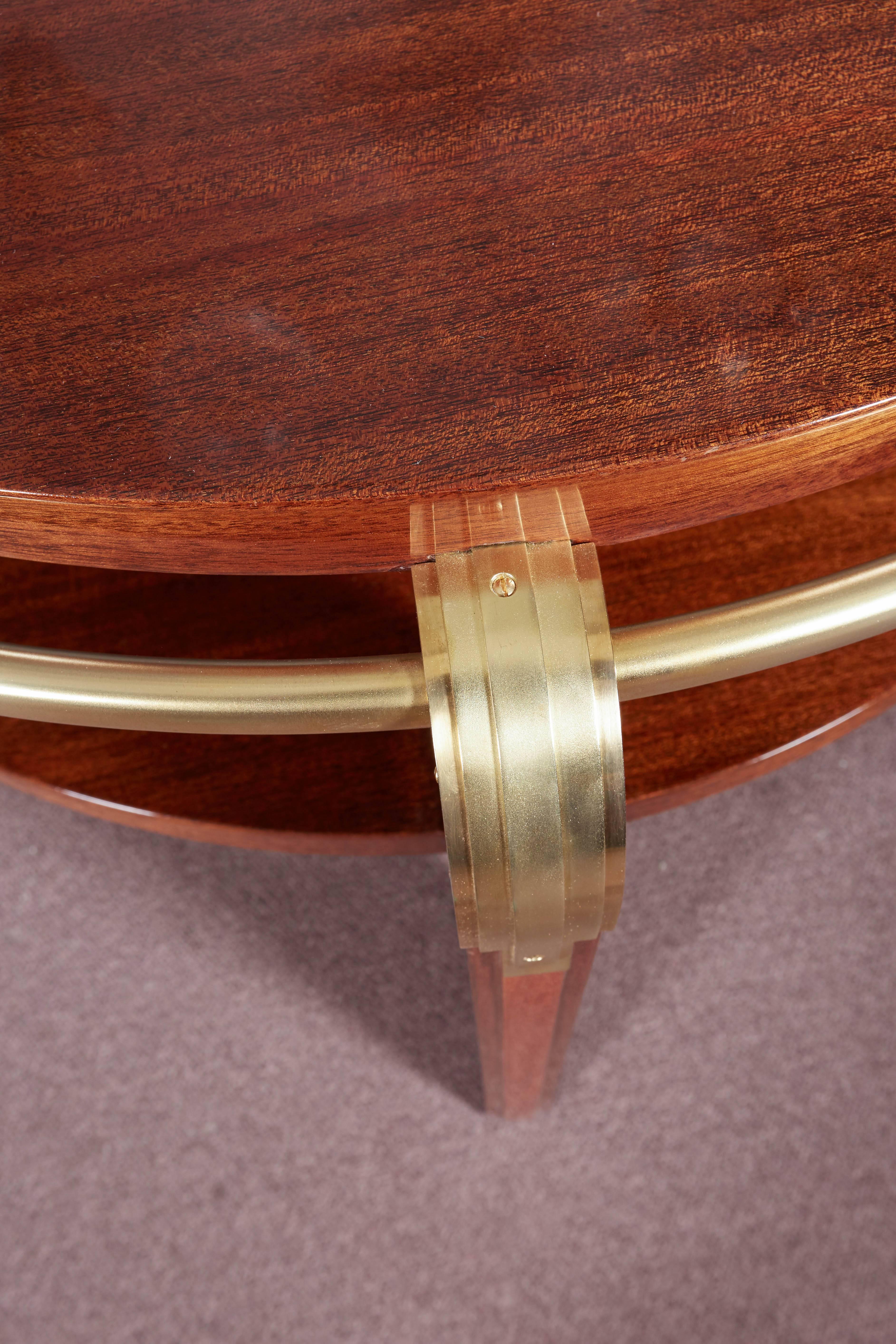 Brass Pair or Single French Modern Gueridon, Low Side or Coffee Tables, Louis Sognot