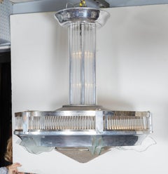 Large and Massive French Modernist Circular Chandelier, Petitot