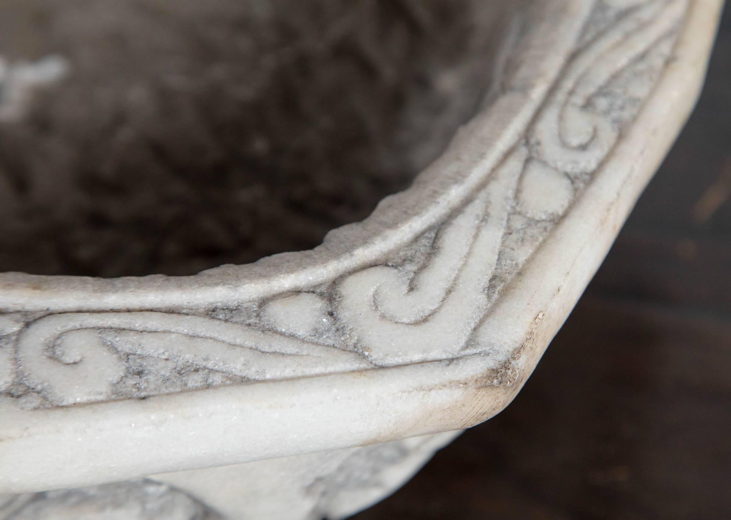 19th Century Carved Marble Planter For Sale