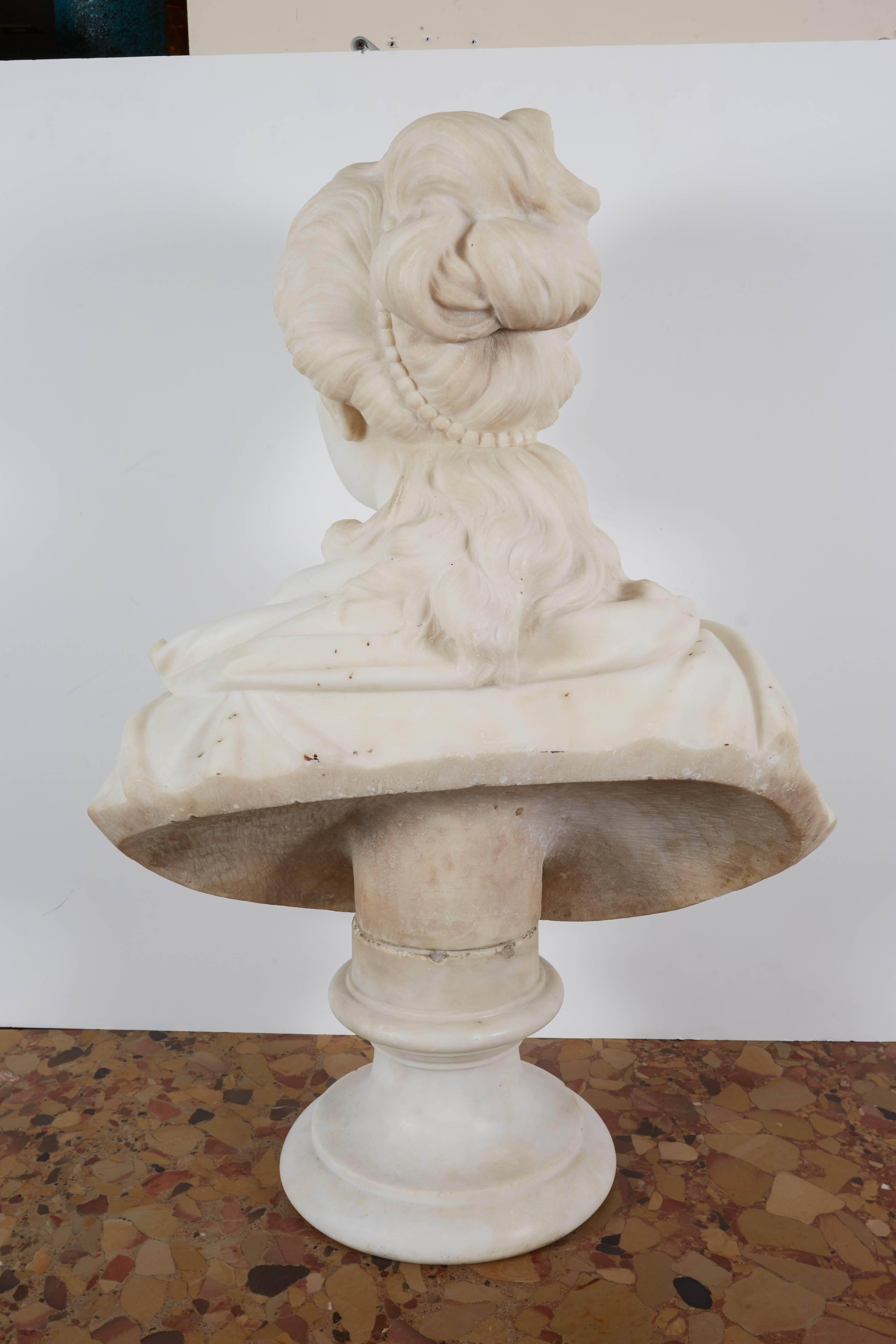 Marble A Neoclassical Style Carved Mable Bust of a Woman