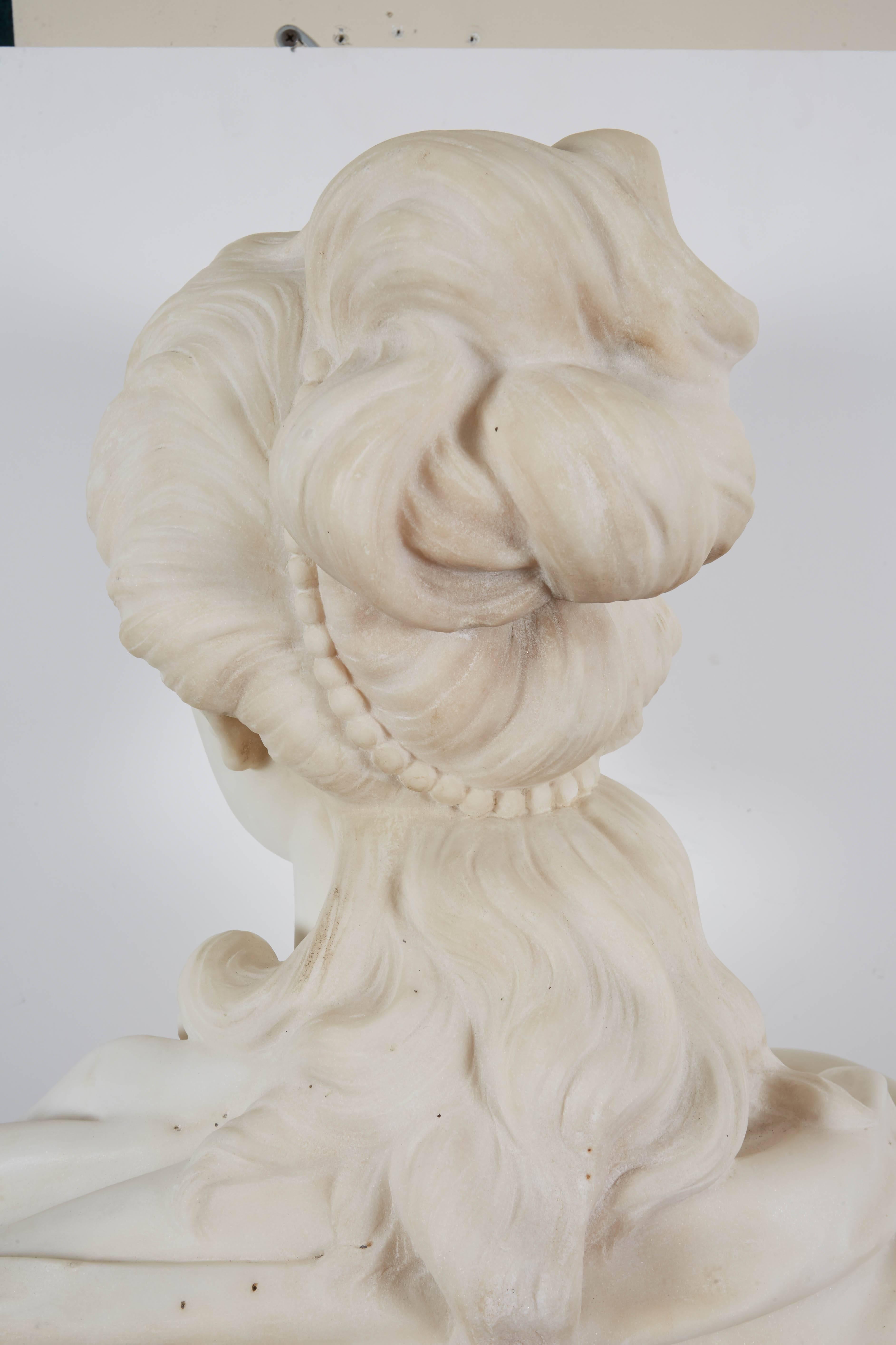 A Neoclassical Style Carved Mable Bust of a Woman 1