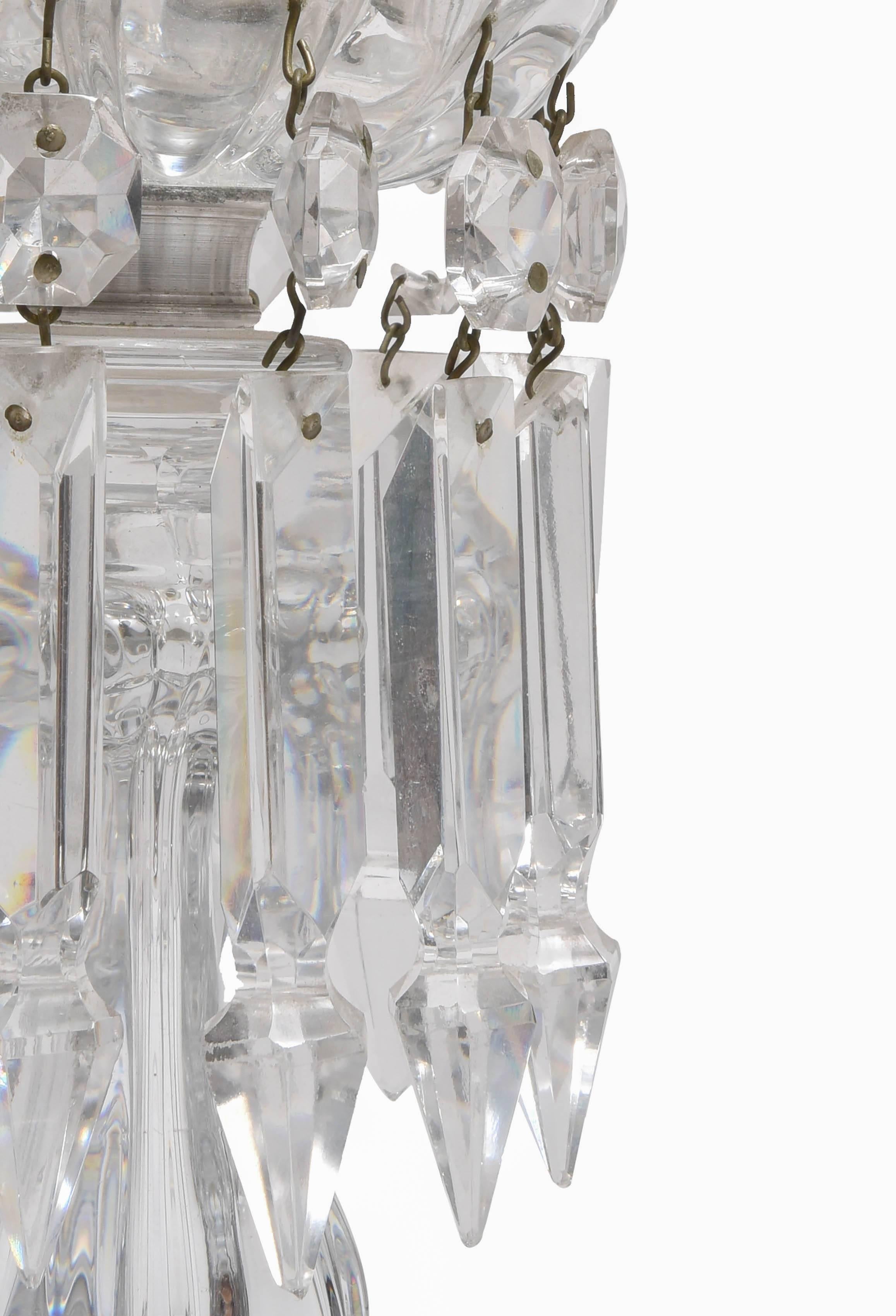 Pair of Baccarat Candelabras with Prisms In Excellent Condition For Sale In Milan, IT