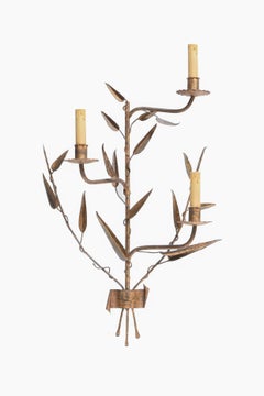 Four Forged and Gilded Iron Sconces