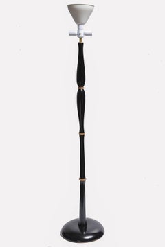 Italian Black Lacquered Floor Lamp