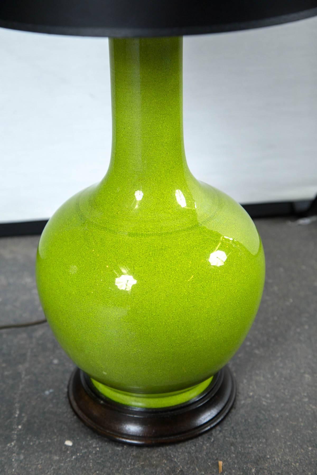 Modern Pair of Ceramic Crackle Glaze Lamps, 20th Century