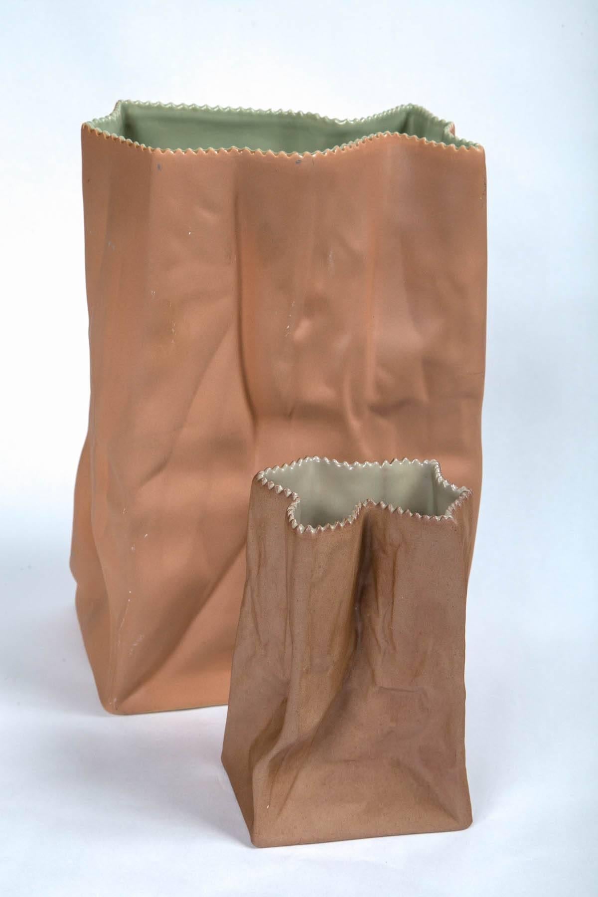 Vintage Paper Bag Vases by Tapio Wirkkala, Rosenthal, Finland, circa 1970s In Excellent Condition In Chappaqua, NY