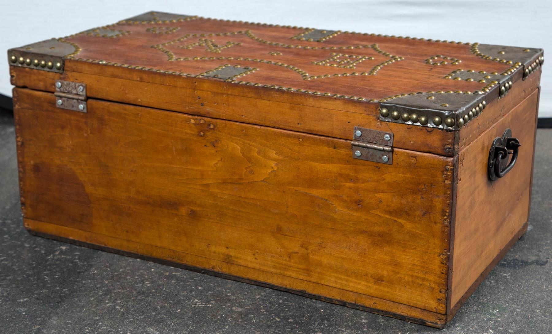 19th Century Tack Decorated Trunk 2