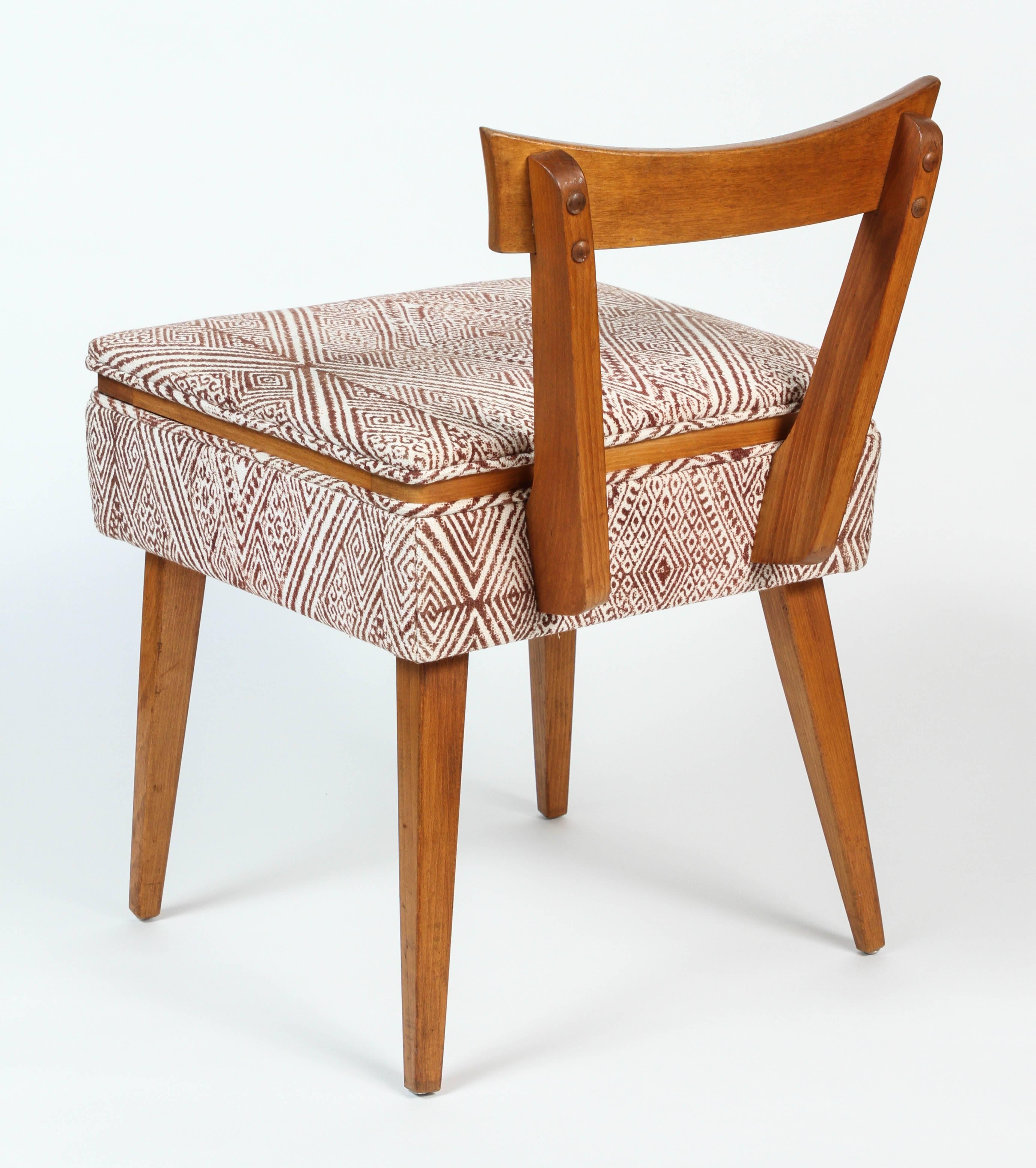 Mid-20th Century Midcentury Sewing Chair in John Robshaw Fabric