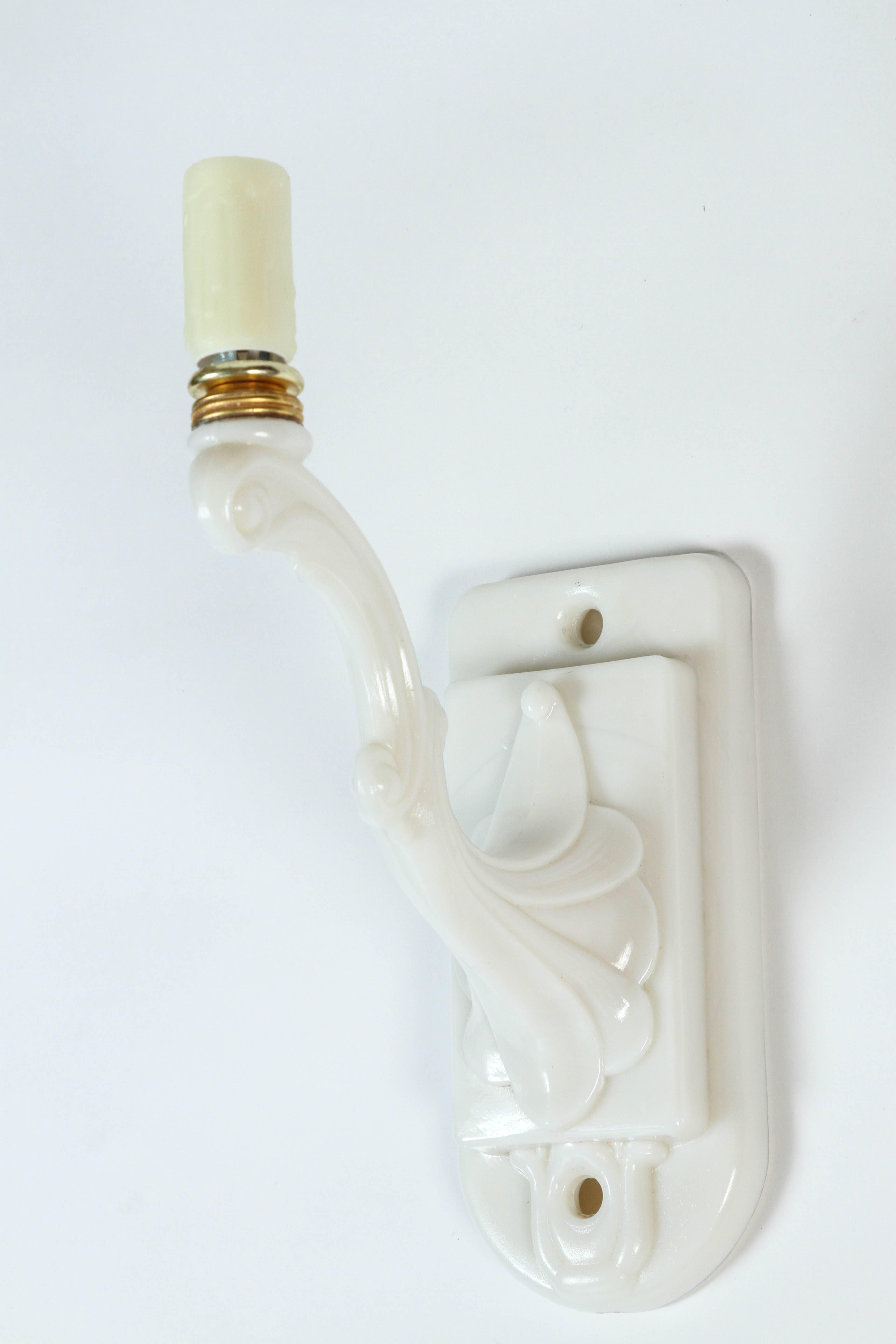 Vintage Milk Glass Single Light Sconce with All New Wiring and Wax Candle Sleeve 2
