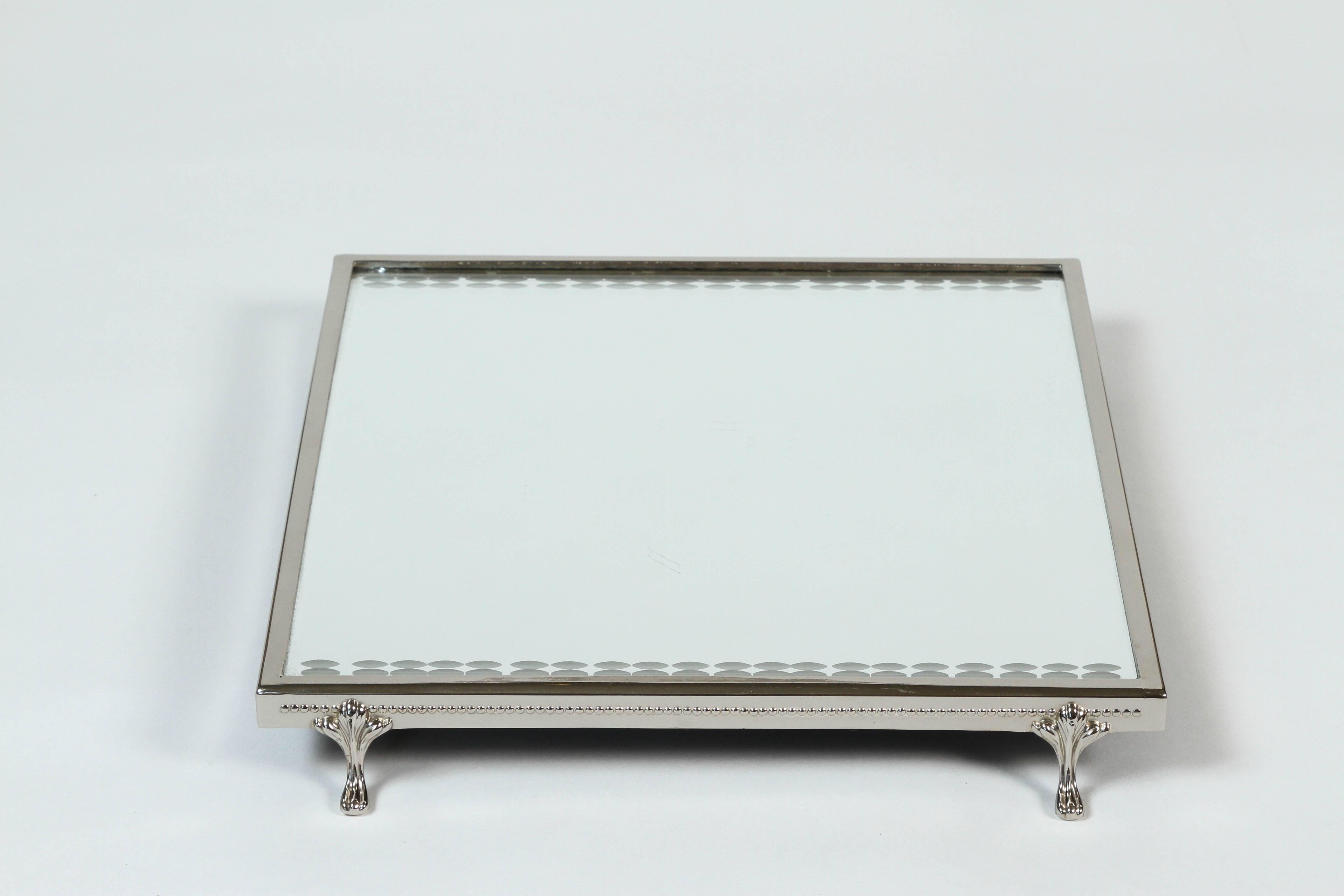 20th Century Vintage Three-Piece Silver Plate Framed Mirror Plateau