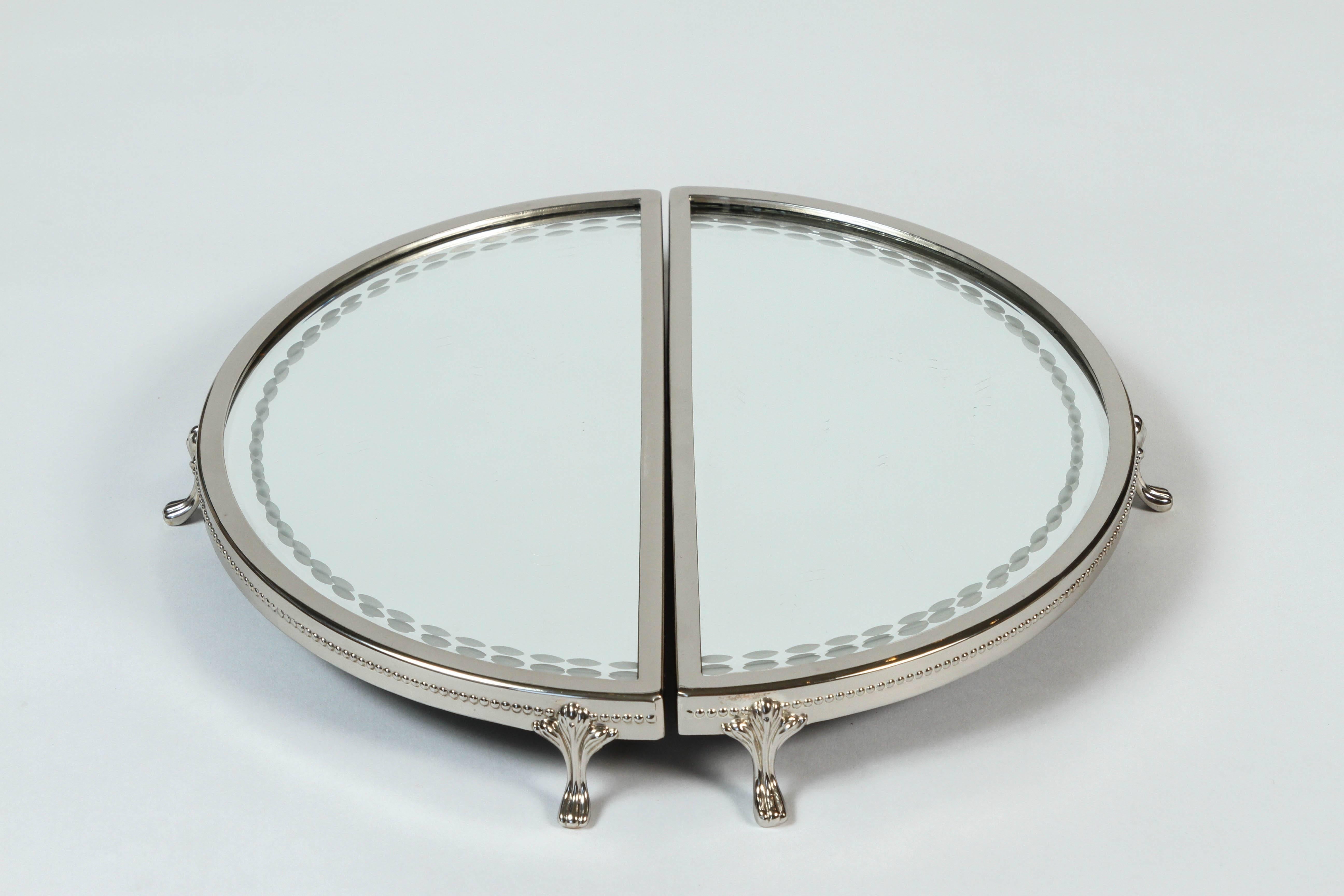 Vintage Three-Piece Silver Plate Framed Mirror Plateau 2