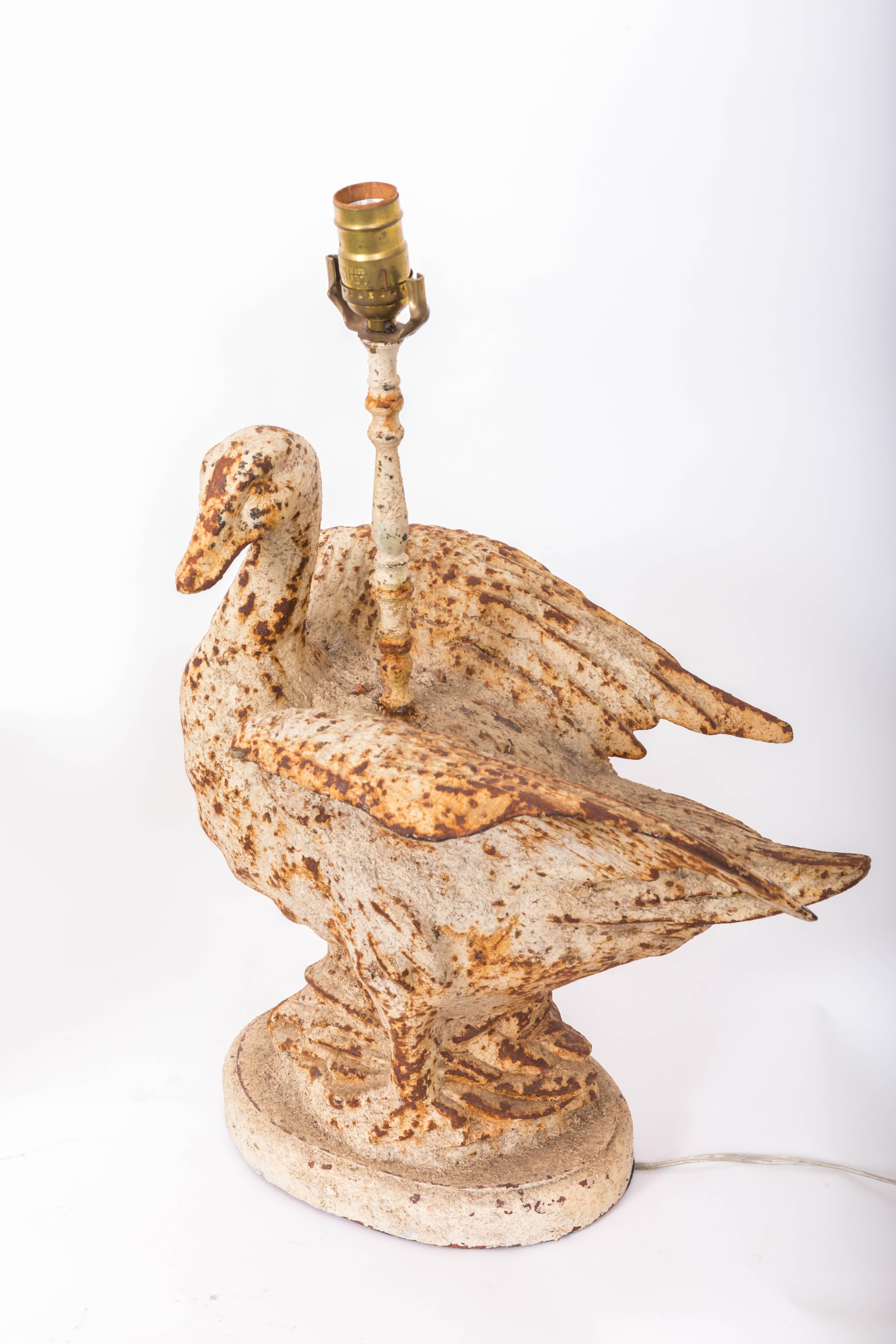 Unknown Pair of Cast Iron Duck Lamps For Sale