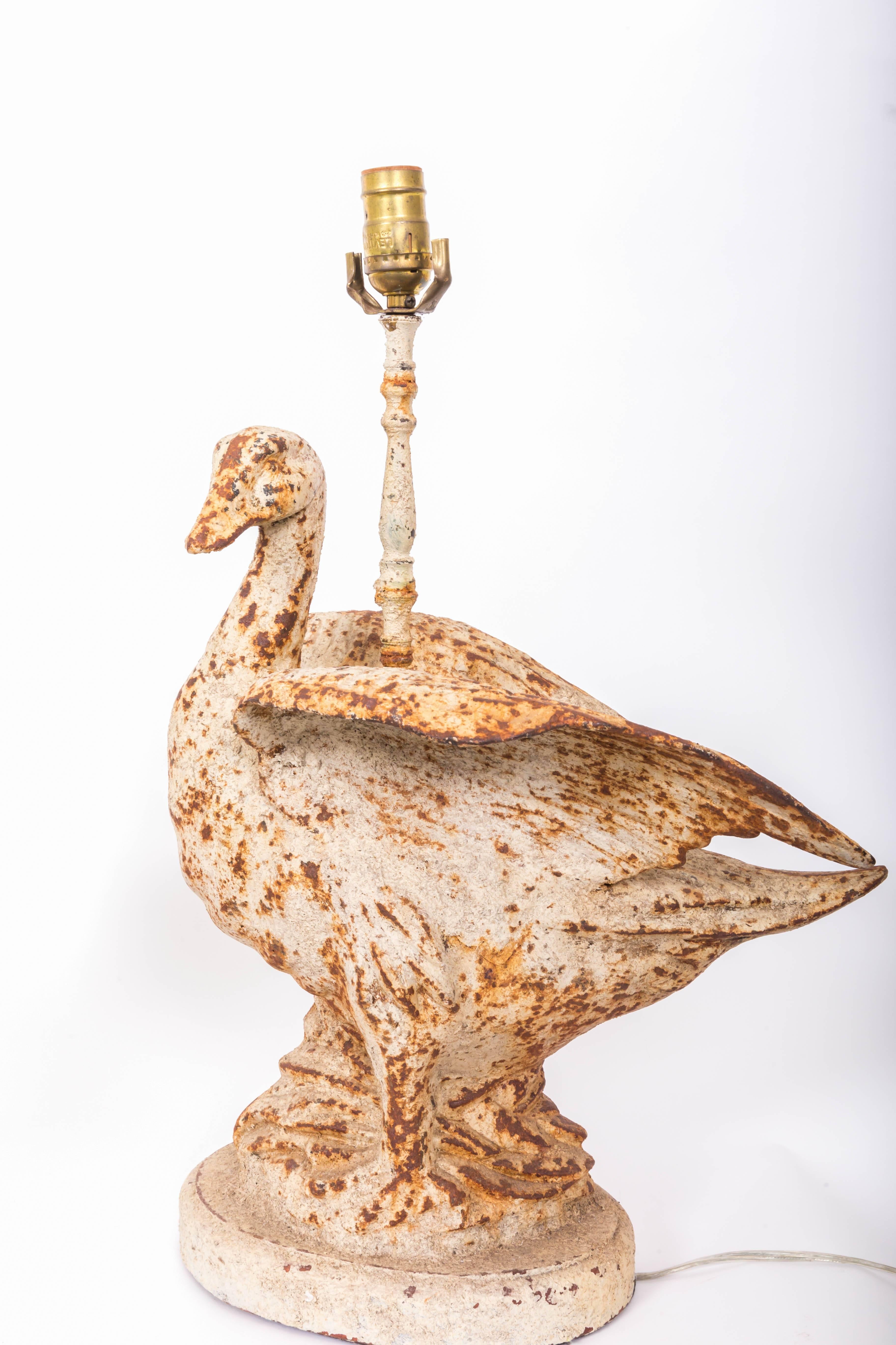Pair of Cast Iron Duck Lamps For Sale 2