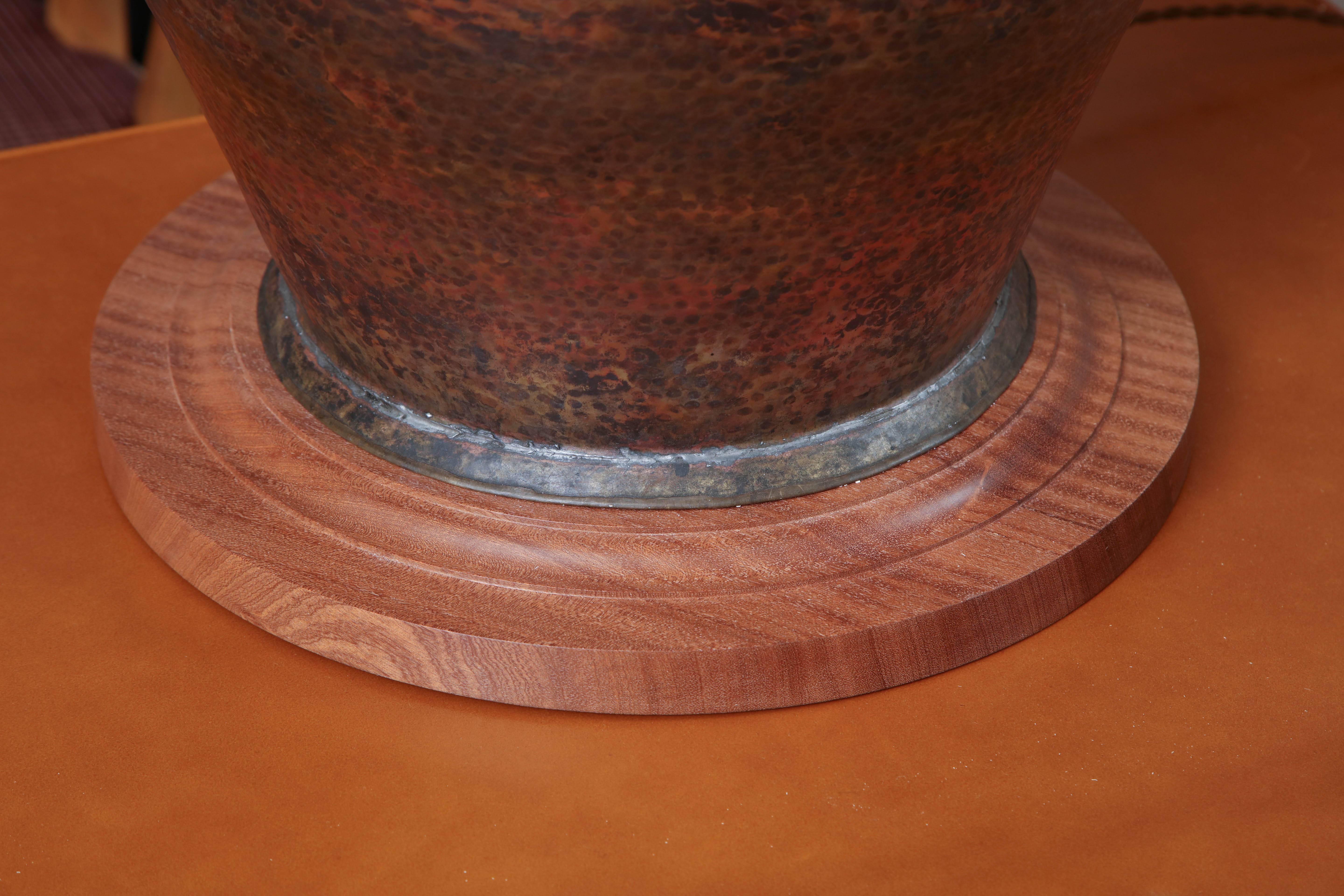 Moroccan Hand-Formed Copper Vessel Table Lamp For Sale