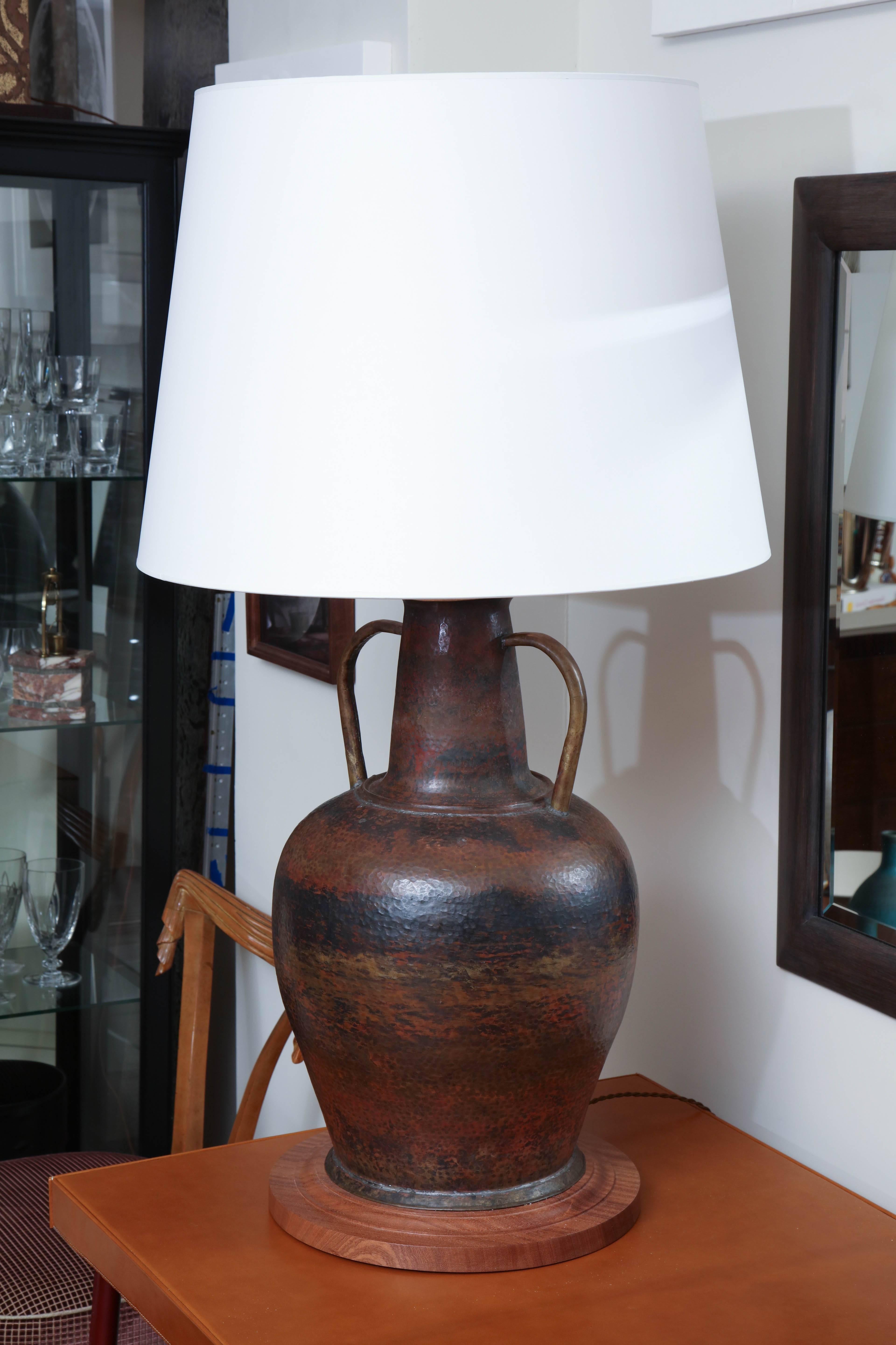 Mid-20th Century Hand-Formed Copper Vessel Table Lamp For Sale