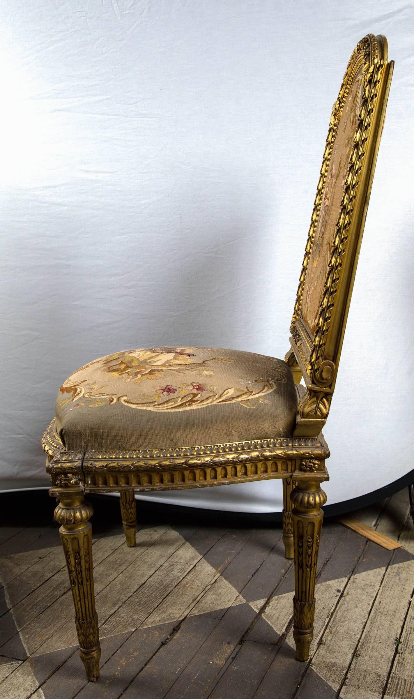 Pair of Louis XVI Neoclassic Style Side Chairs In Good Condition For Sale In Woodbury, CT