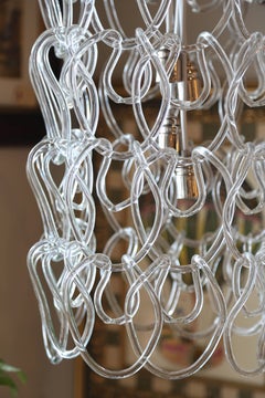 Vintage Midcentury Italian Murano Glass Chain Link Chandelier, 1970s