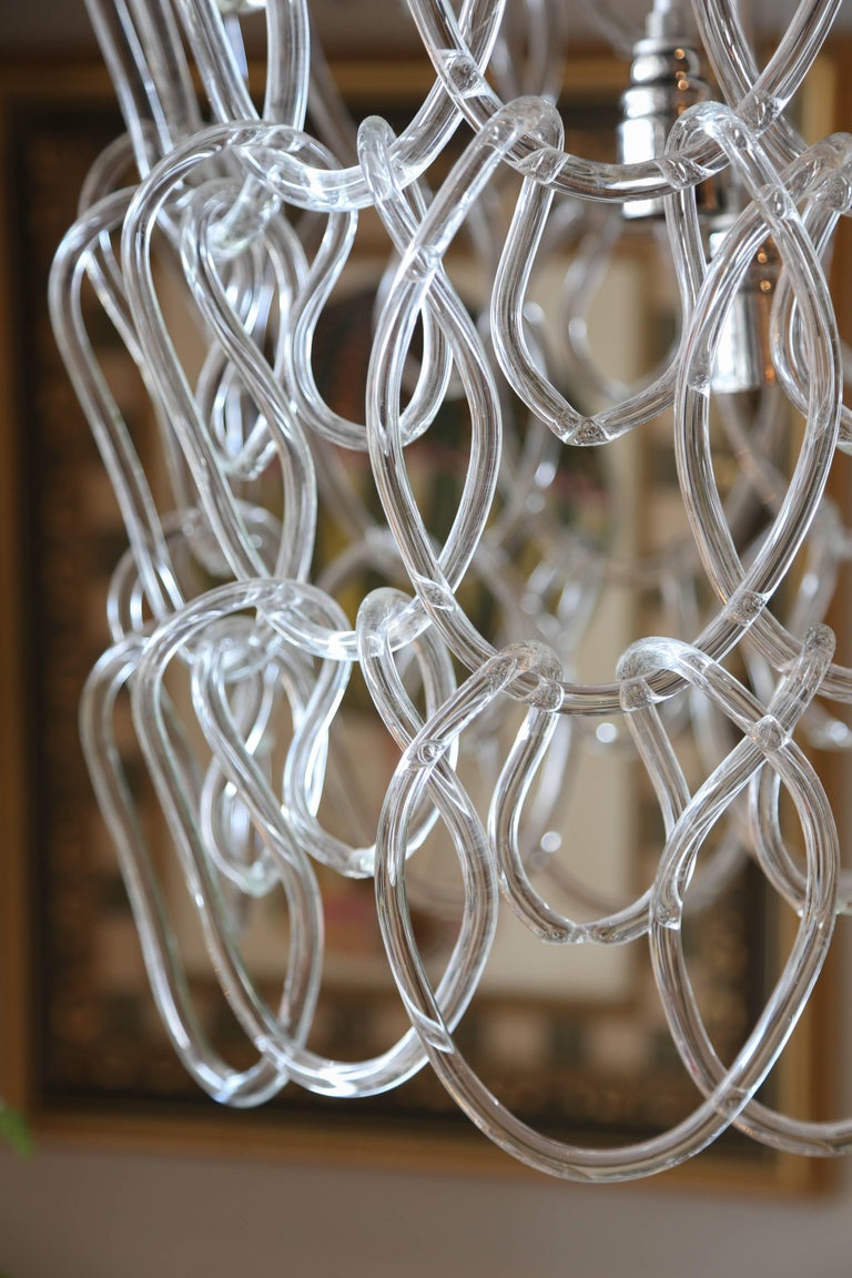 Vintage Midcentury Murano Chain Link Chandelier For Sale at 1stDibs