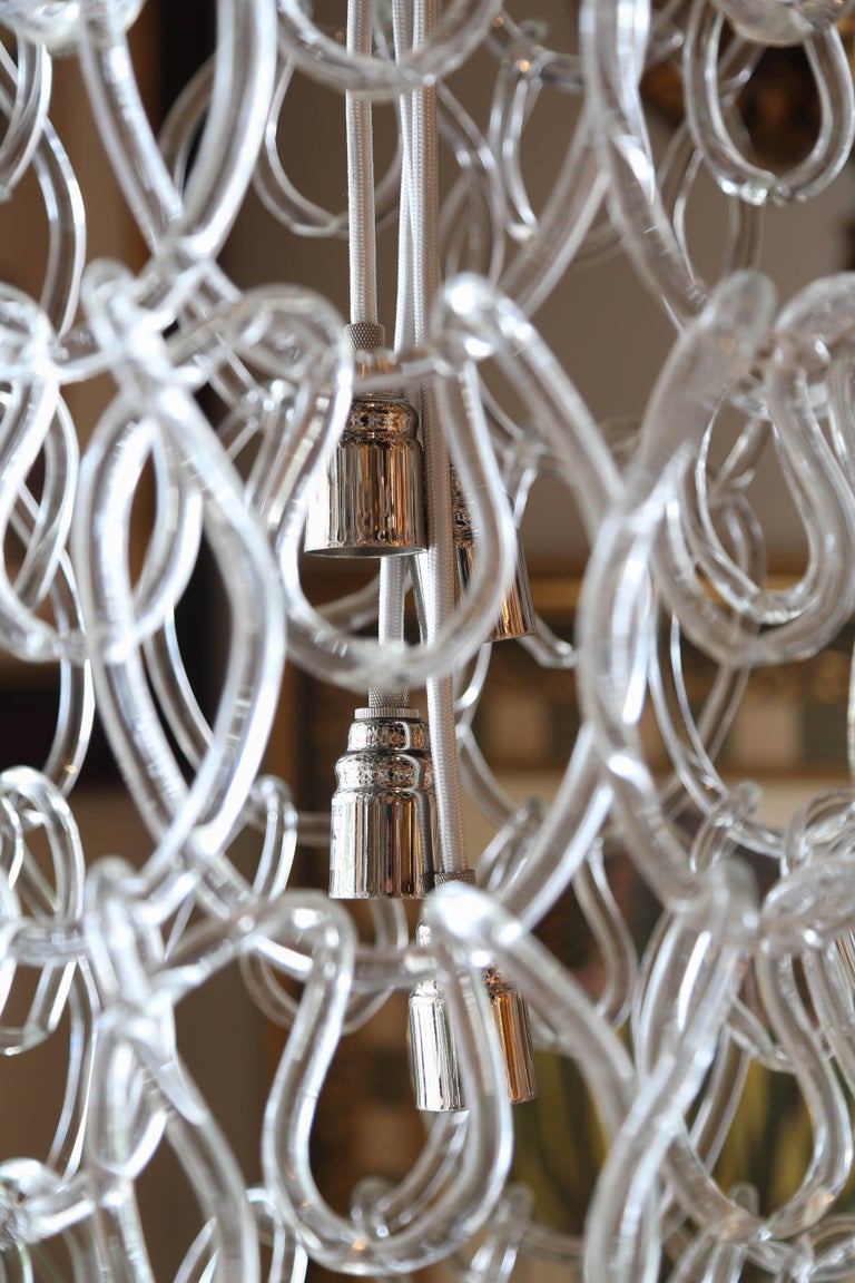 Vintage Midcentury Murano Chain Link Chandelier For Sale at 1stDibs
