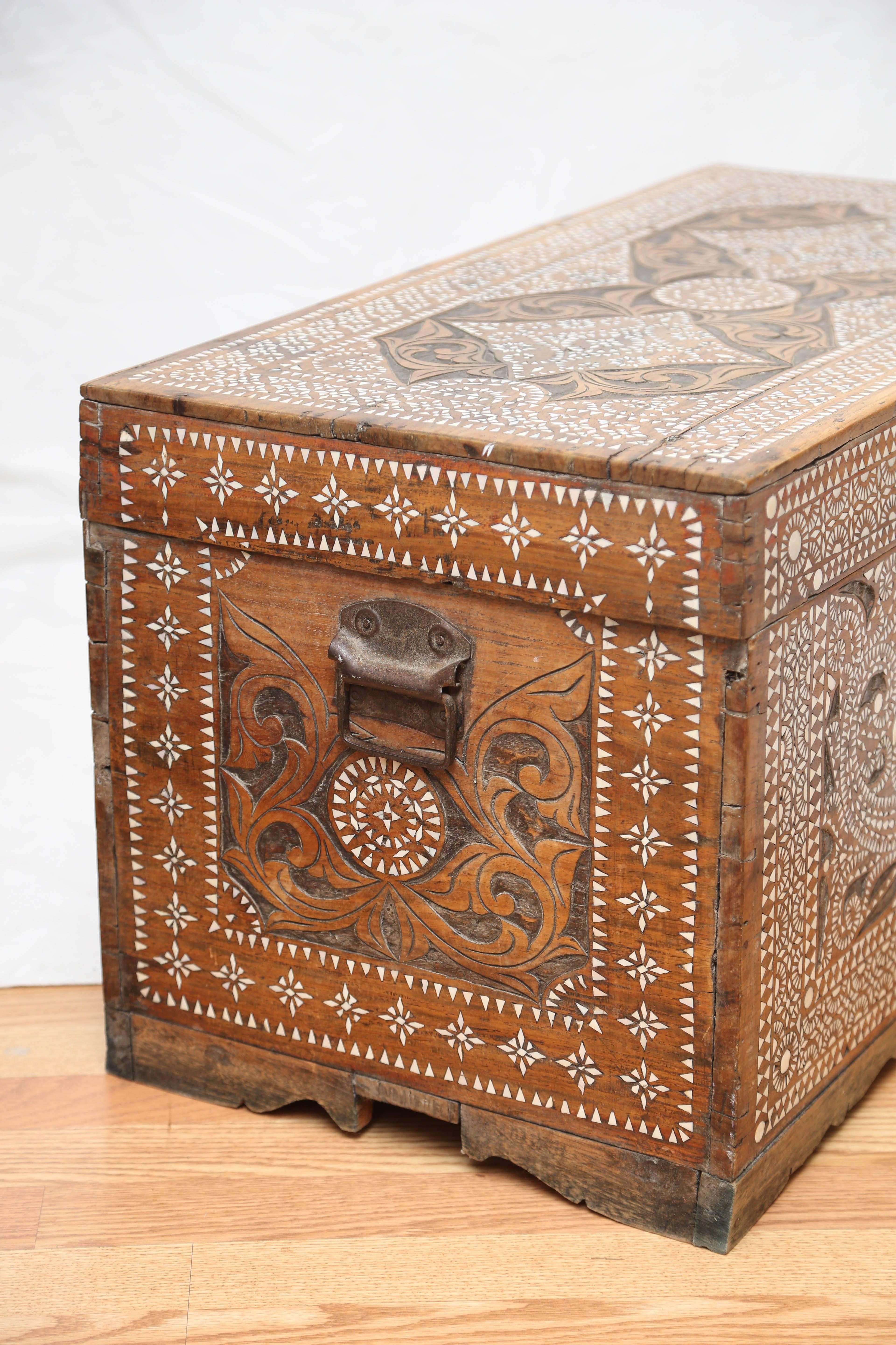Antique Syrian Trunk In Good Condition In West Palm Beach, FL