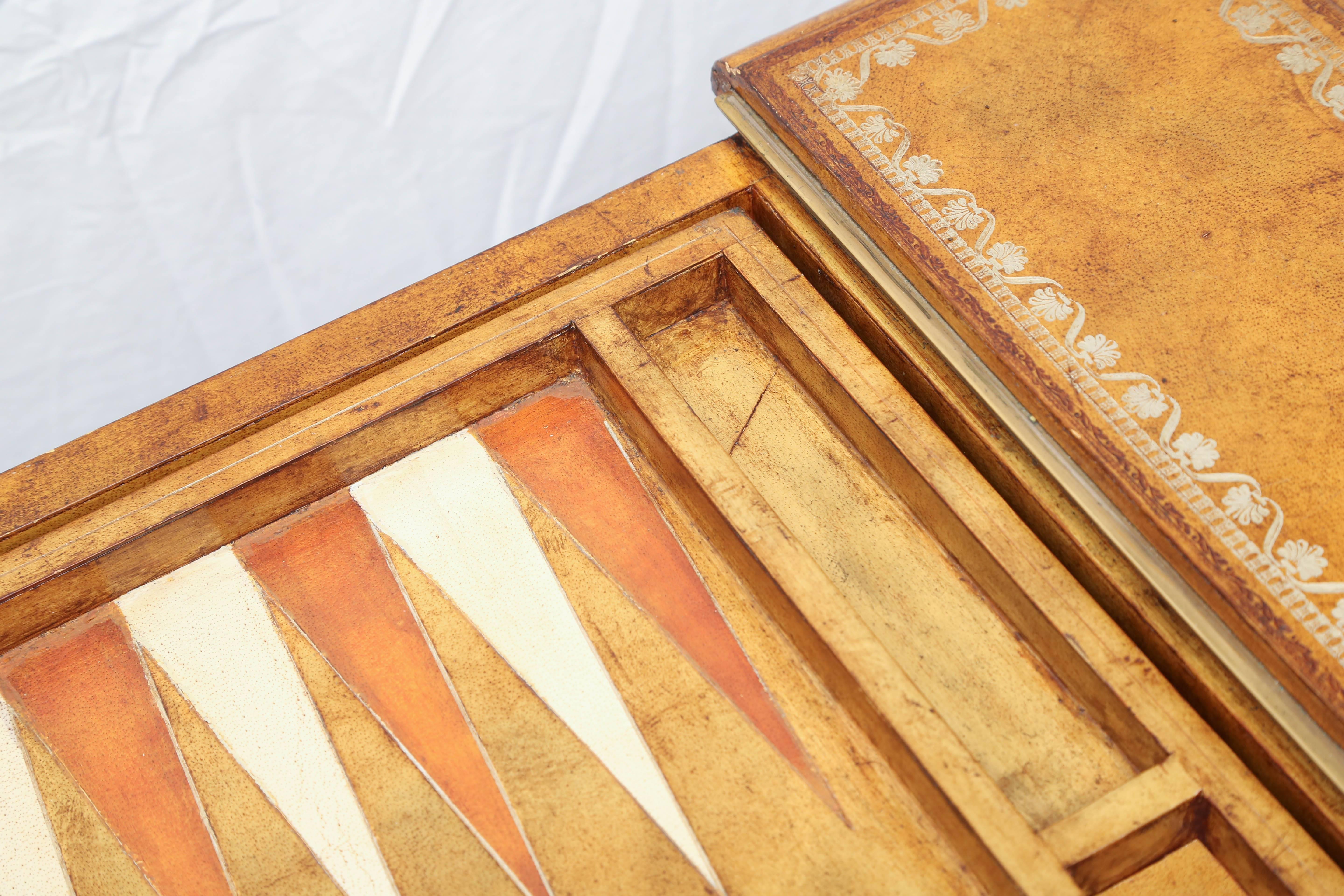 Regency Style Embossed Leather Game Table 1