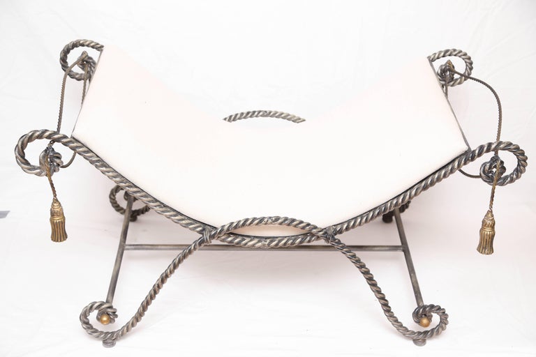 Gilded Silver And Gold Iron Rope Bench For Sale At 1stdibs