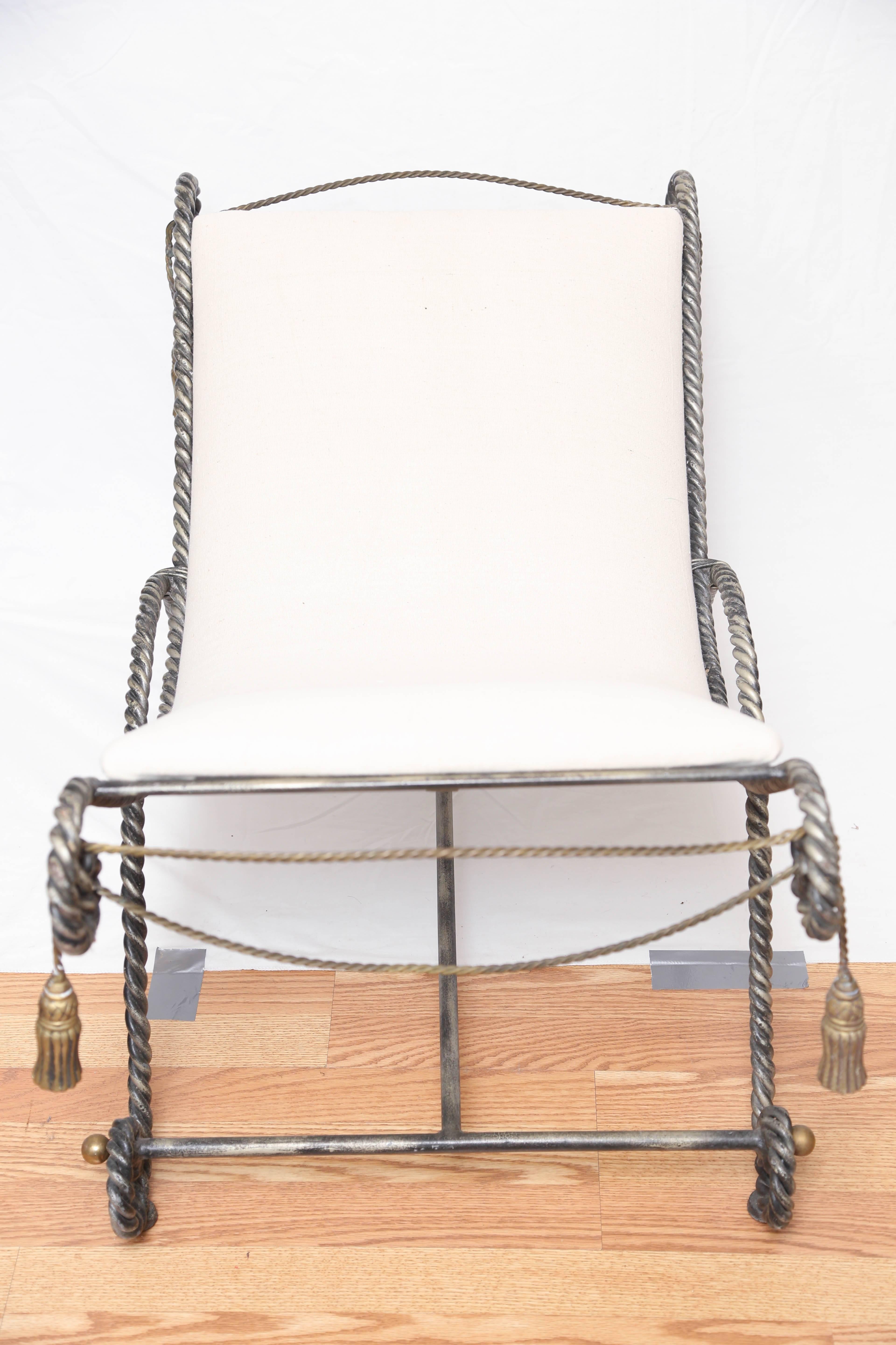 Gilded Silver and Gold Iron Rope Bench For Sale 1