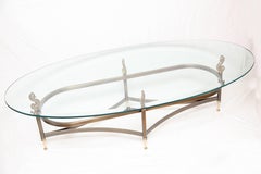 Midcentury Oval Brass Koi Fish Cocktail Table