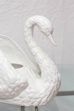 Charming Vintage Porcelain Swan Planters Set from Spain, 1960s