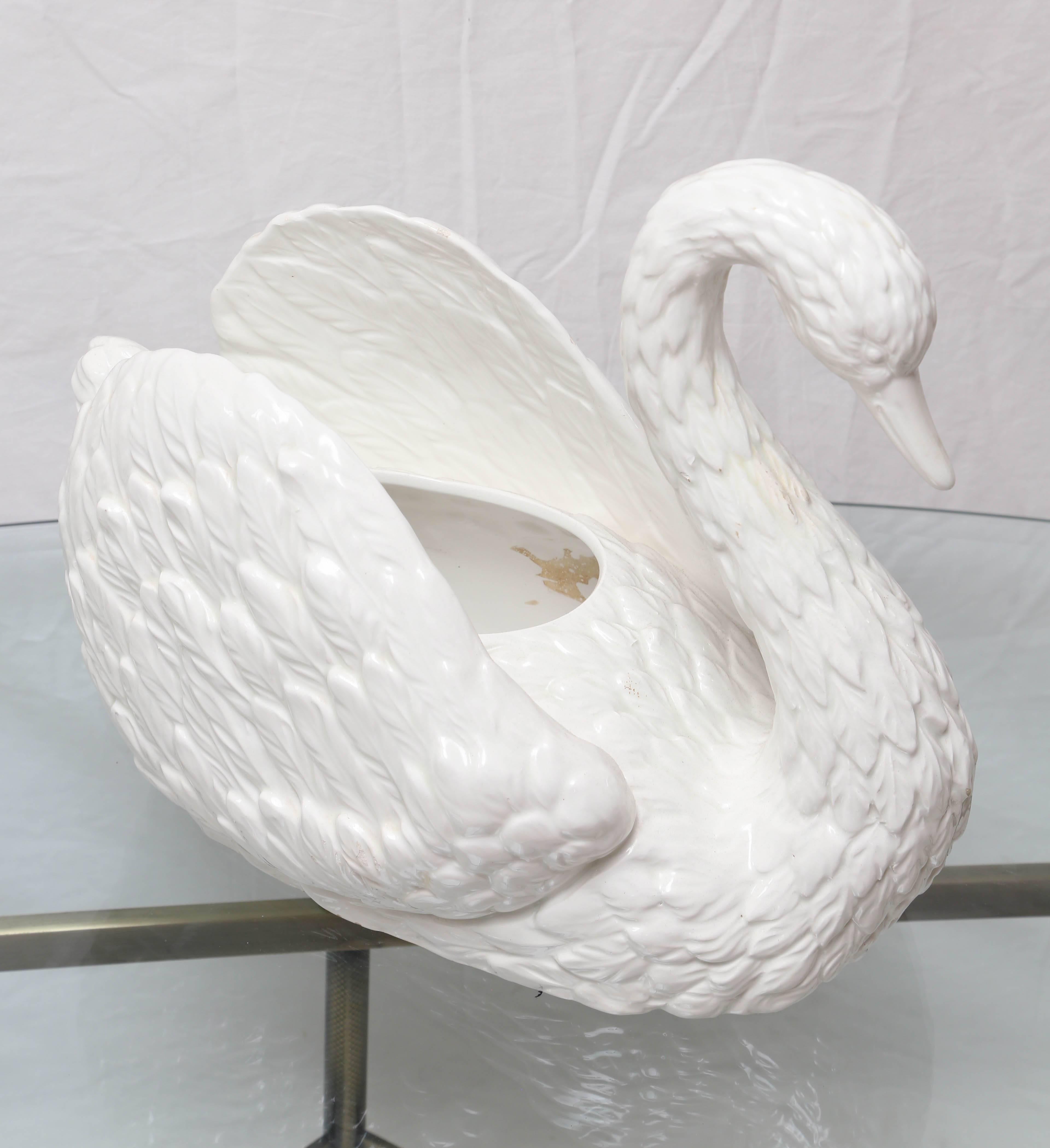 Spanish Set of Three Vintage Swan Cachepots For Sale